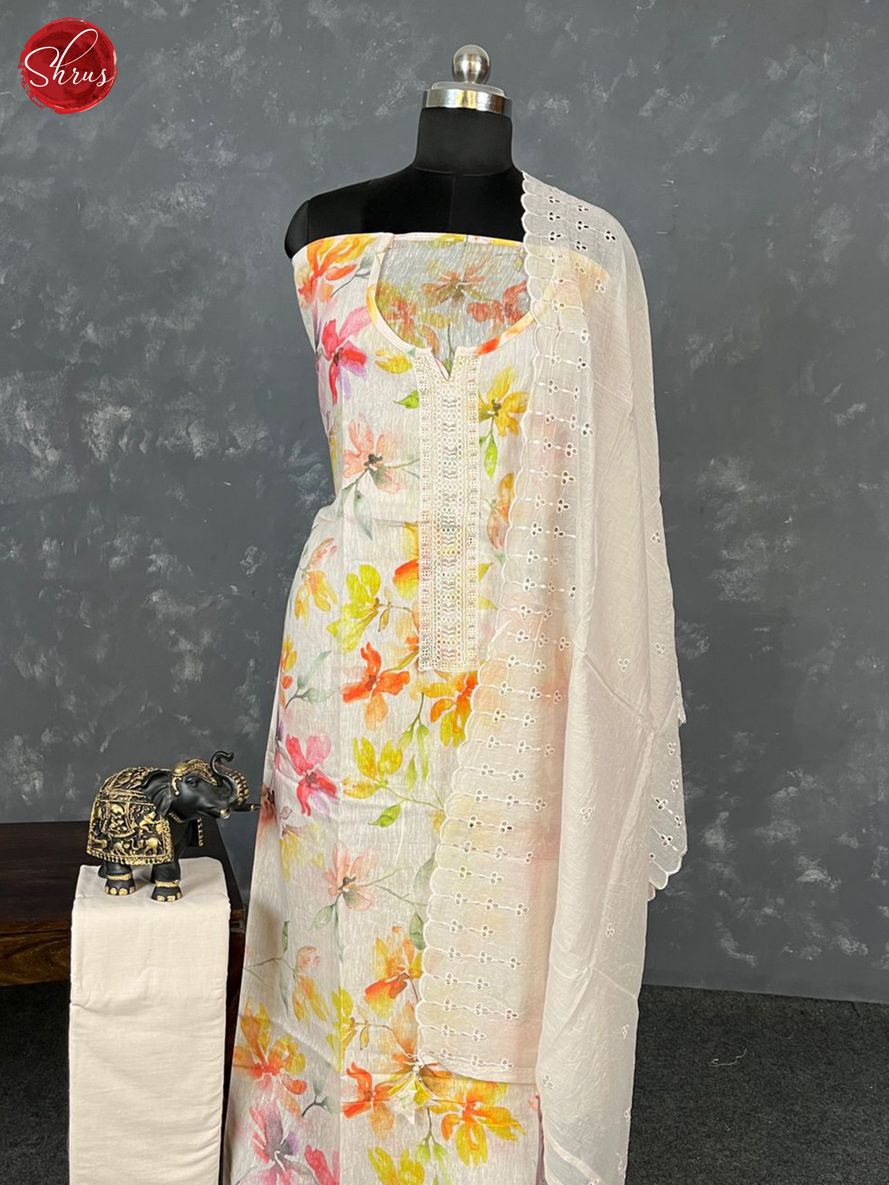 Cream - Unstitched Salwar - Shop on ShrusEternity.com