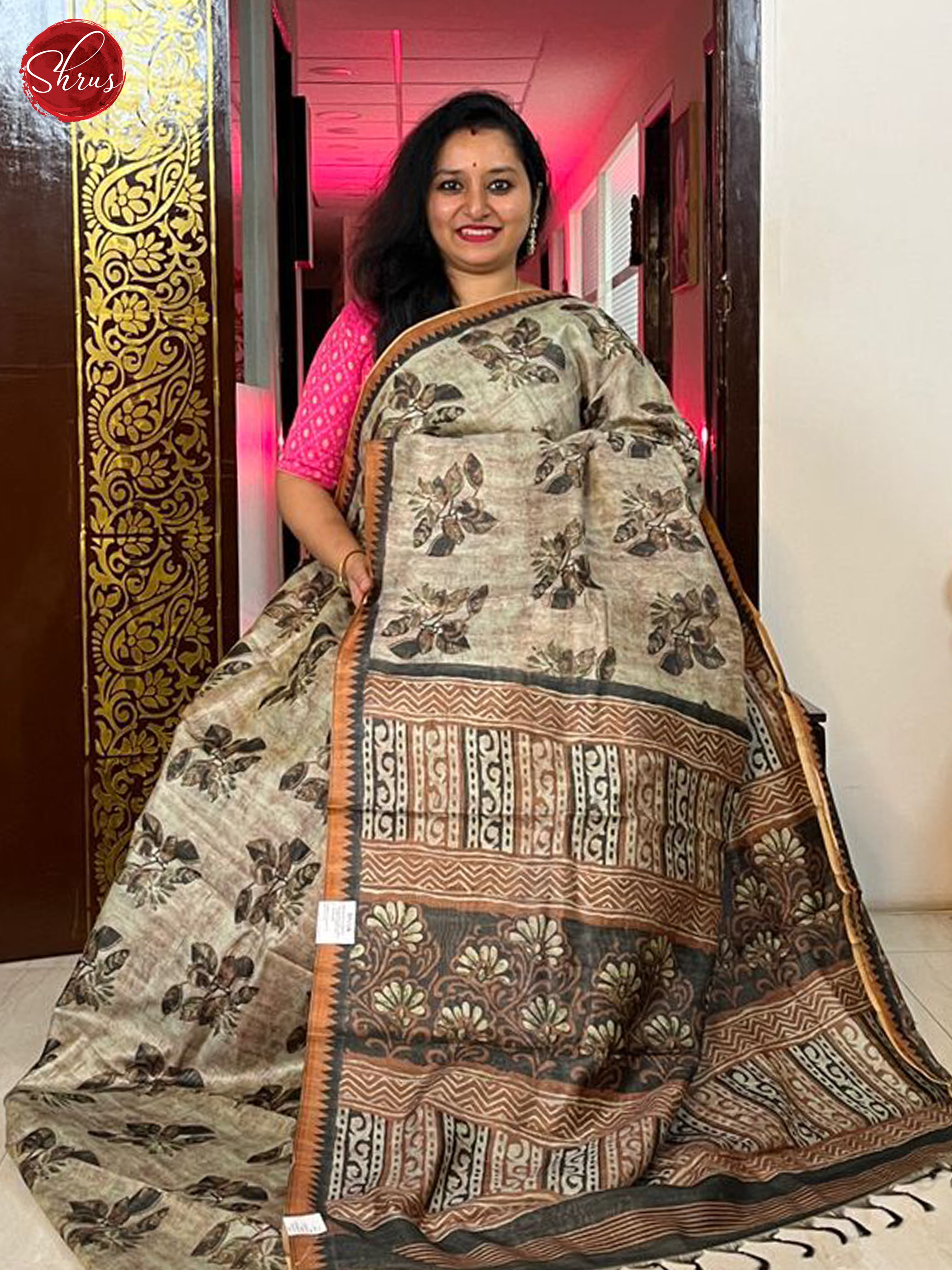 Elachi Green & Brown- Semi gicha Saree - Shop on ShrusEternity.com