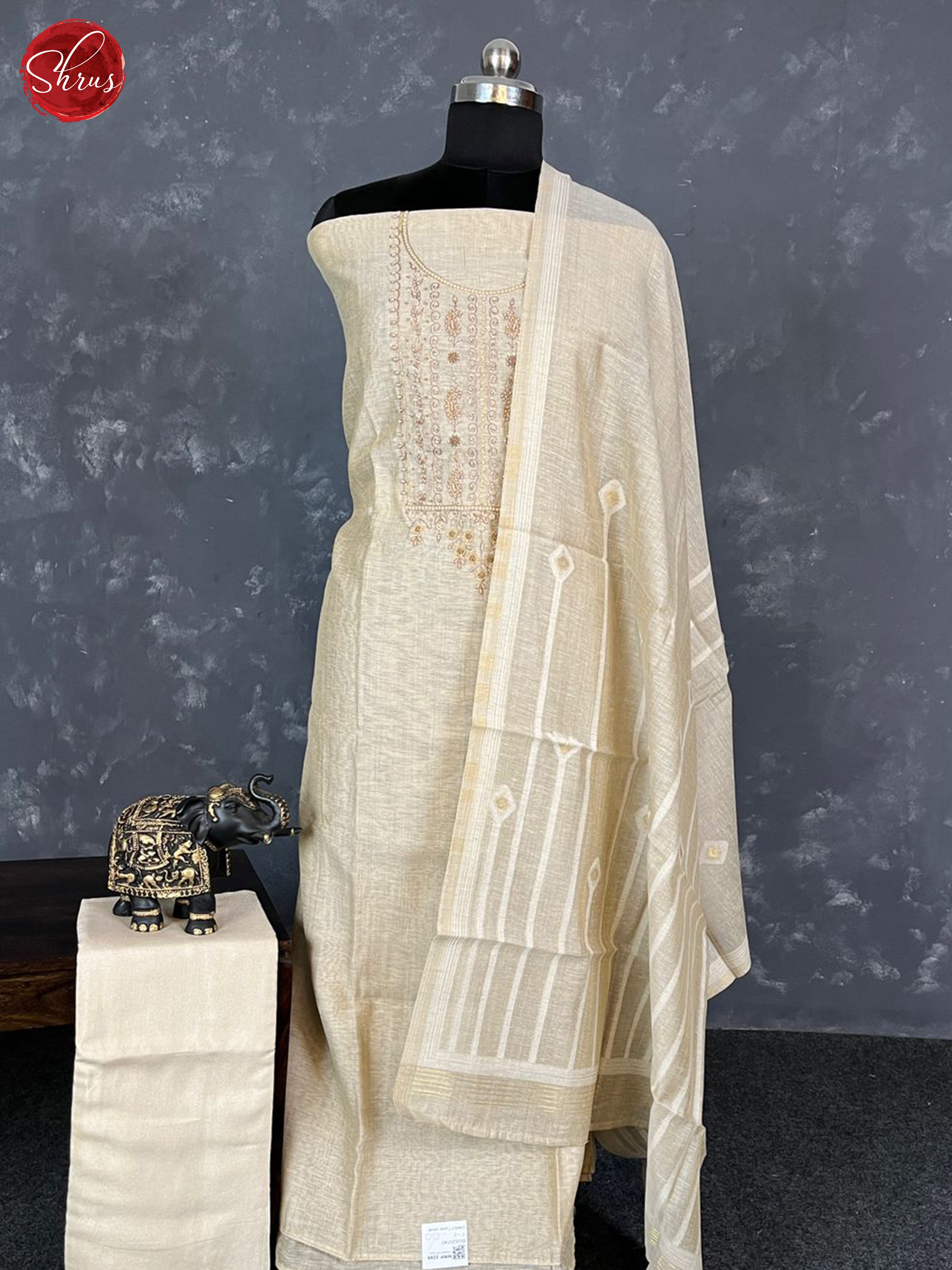 Beige - Unstitched Salwar - Shop on ShrusEternity.com