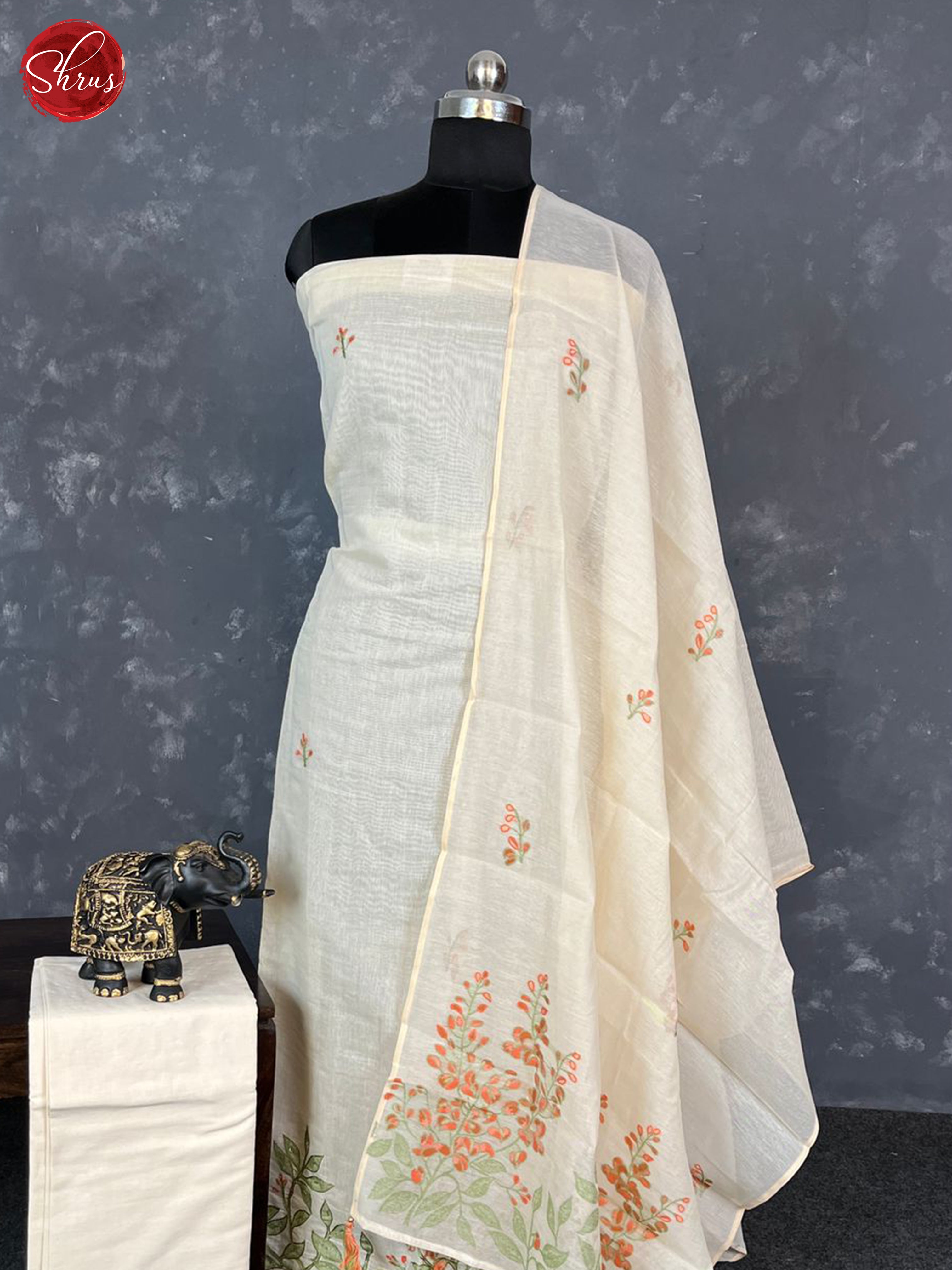 Cream - Unstitched Salwar - Shop on ShrusEternity.com