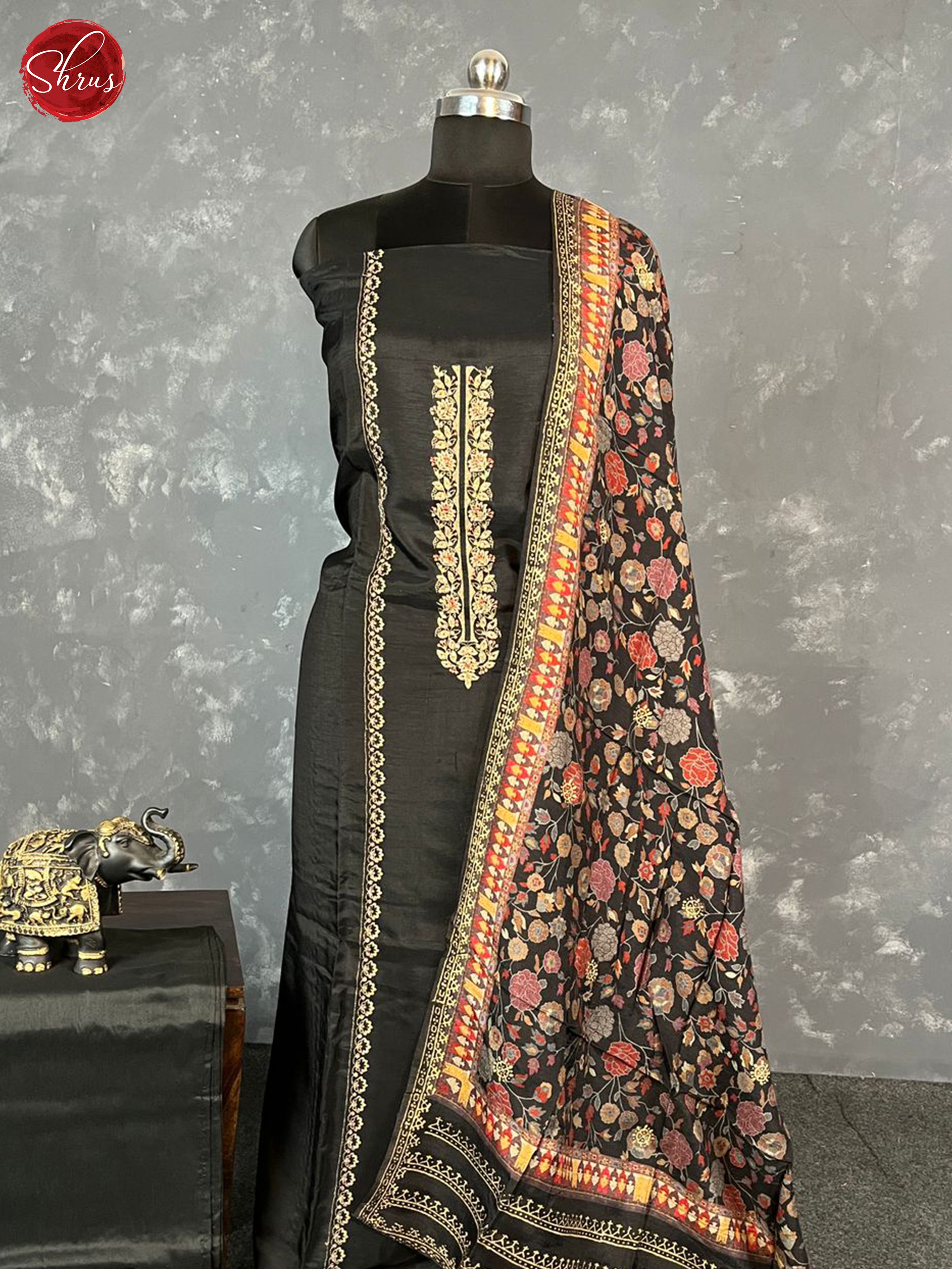 Black - Unstitched Salwar - Shop on ShrusEternity.com