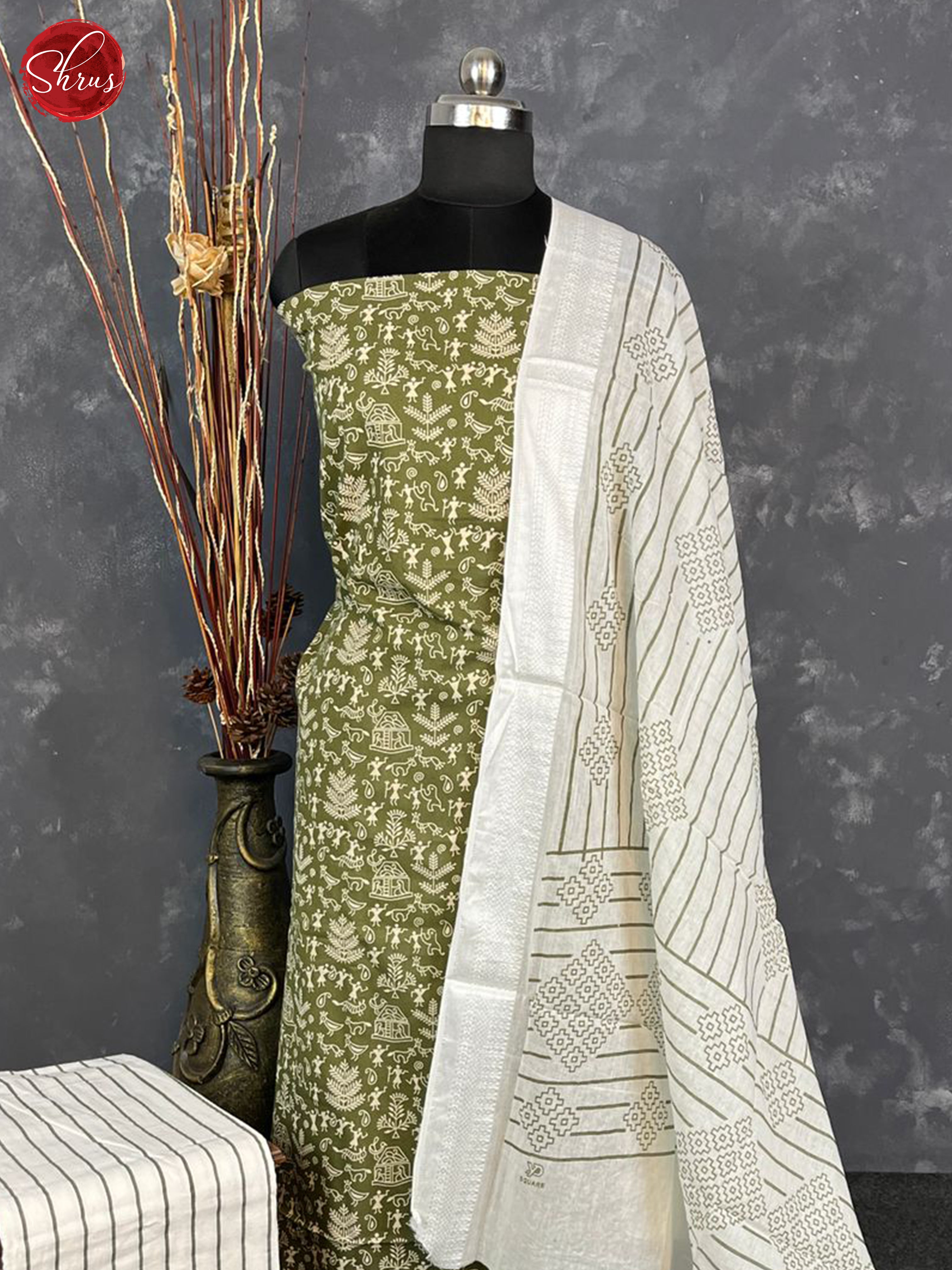 Green & Cream - Cotton Salwar - Shop on ShrusEternity.com