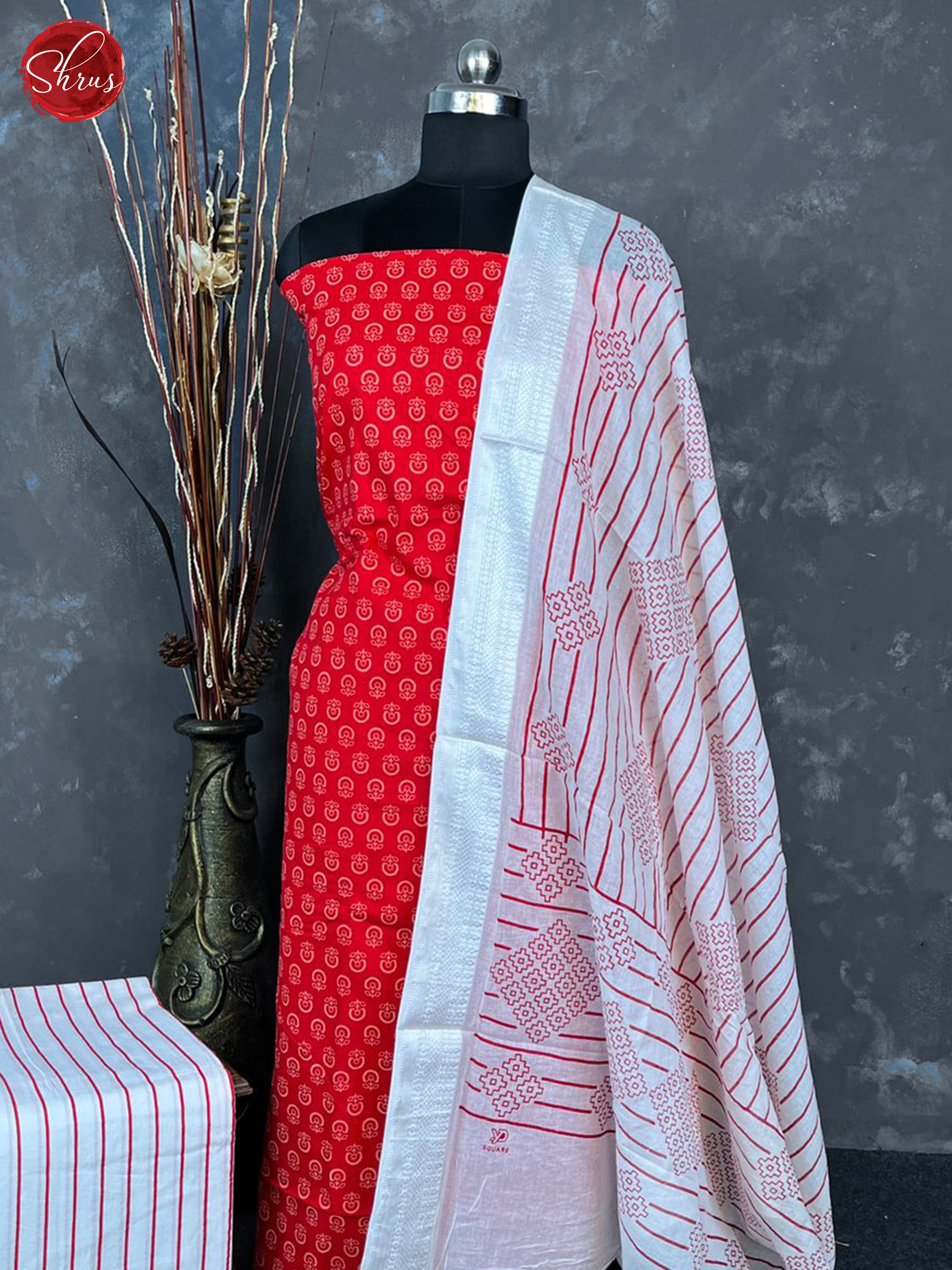 Red & Cream - Cotton Salwar - Shop on ShrusEternity.com