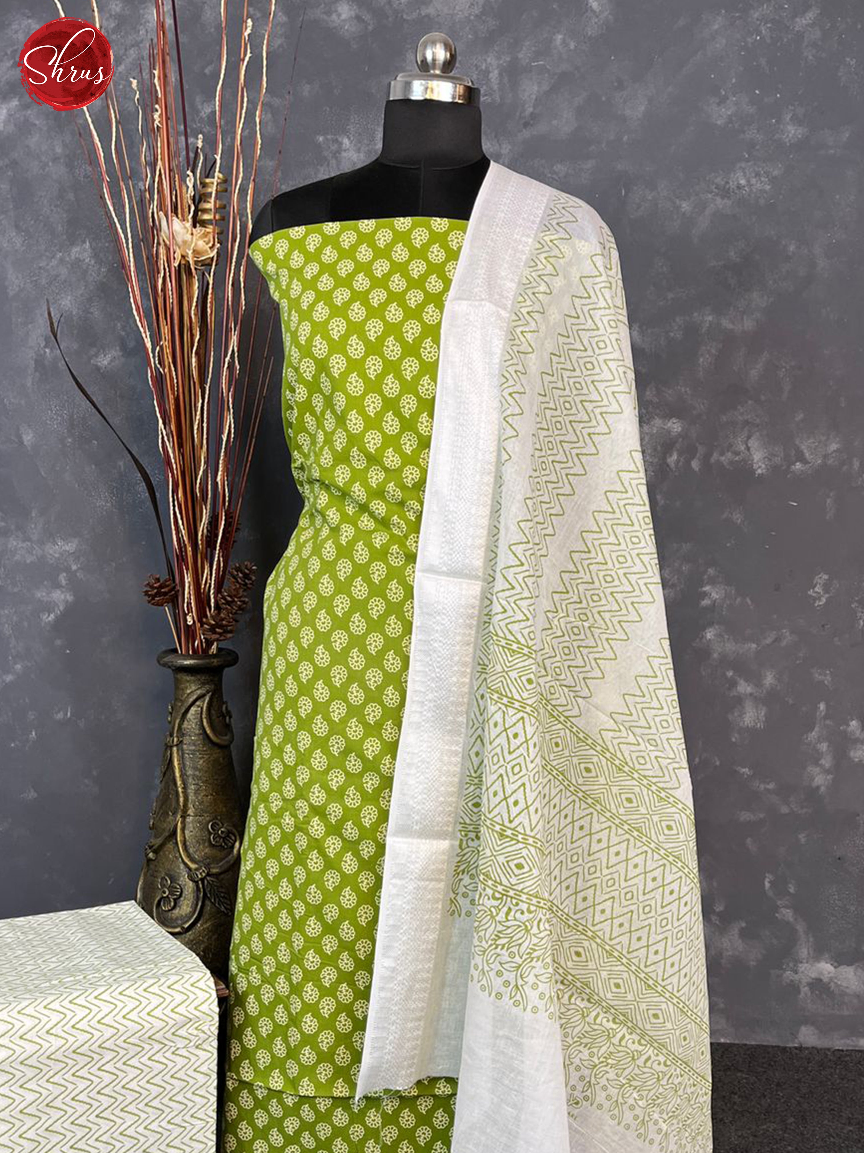 Green & Cream - Cotton Salwar - Shop on ShrusEternity.com