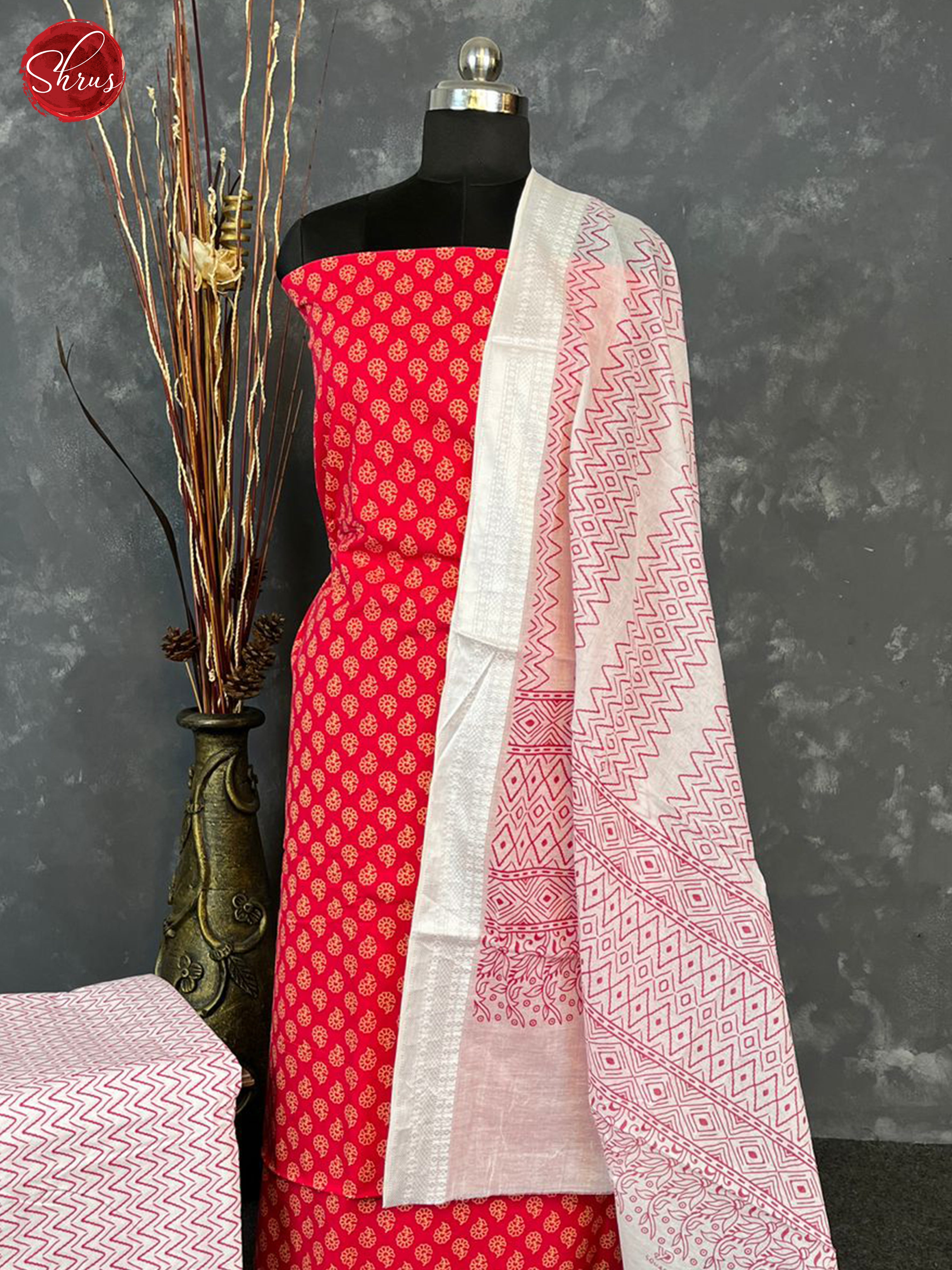 Red & Cream - Cotton Salwar - Shop on ShrusEternity.com