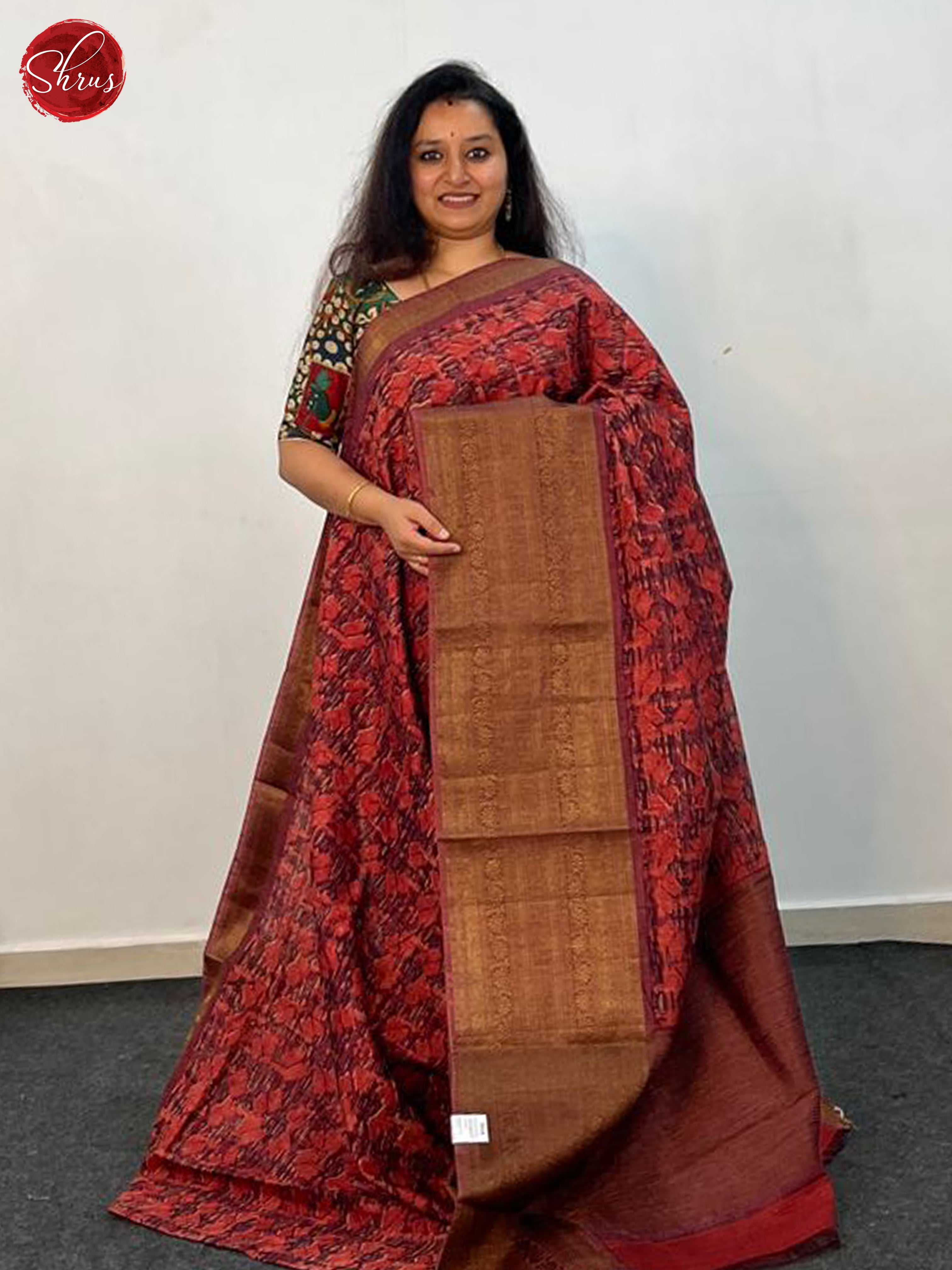 Majenta Pink(Single Tone) - Linen print Saree - Shop on ShrusEternity.com