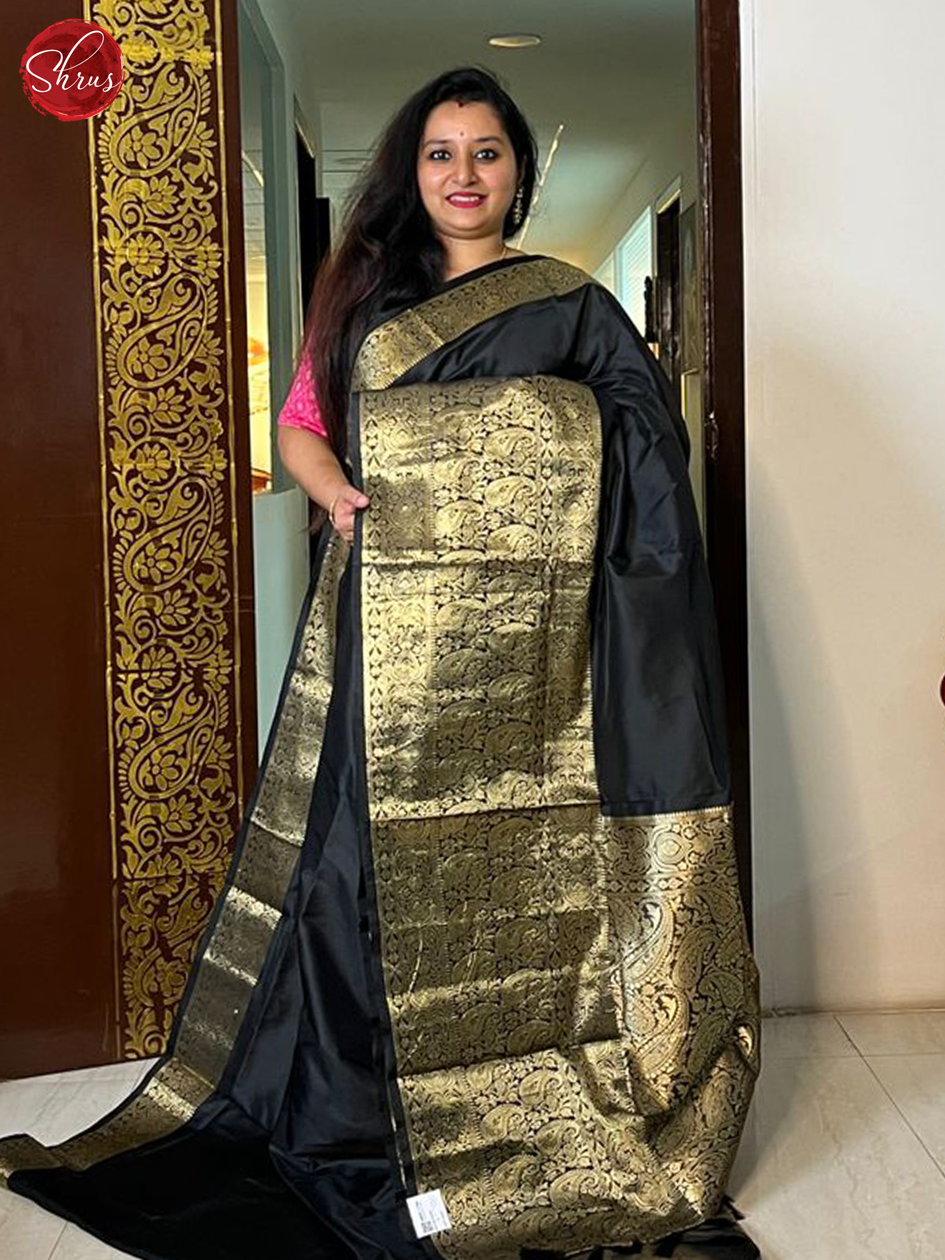 Black(Single Tone) - Semi dupion Saree - Shop on ShrusEternity.com