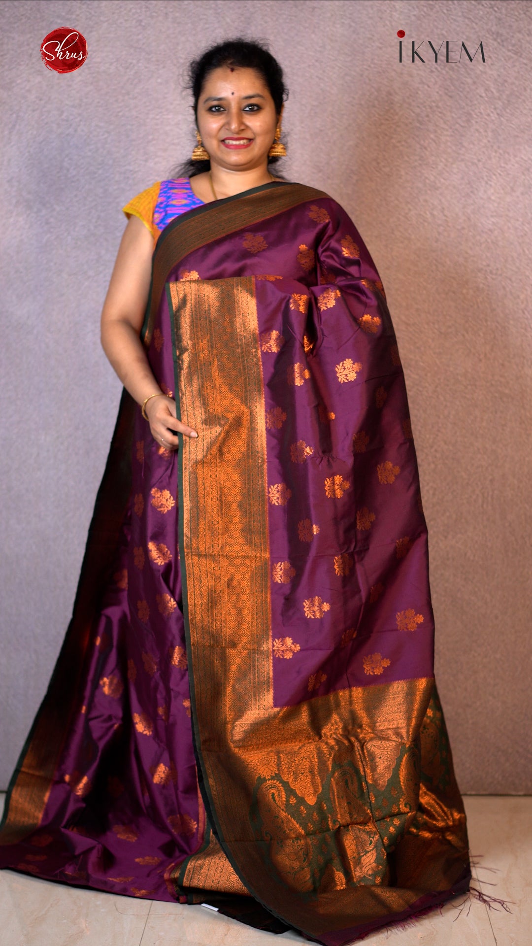 Wine & Green - Semi Soft silk Saree - Shop on ShrusEternity.com