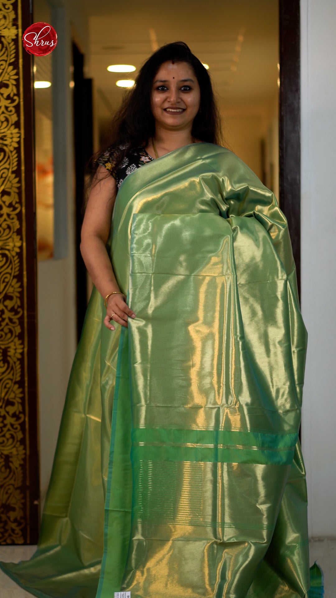 Green(SIngle Tone) - Semi Tissue Saree - Shop on ShrusEternity.com