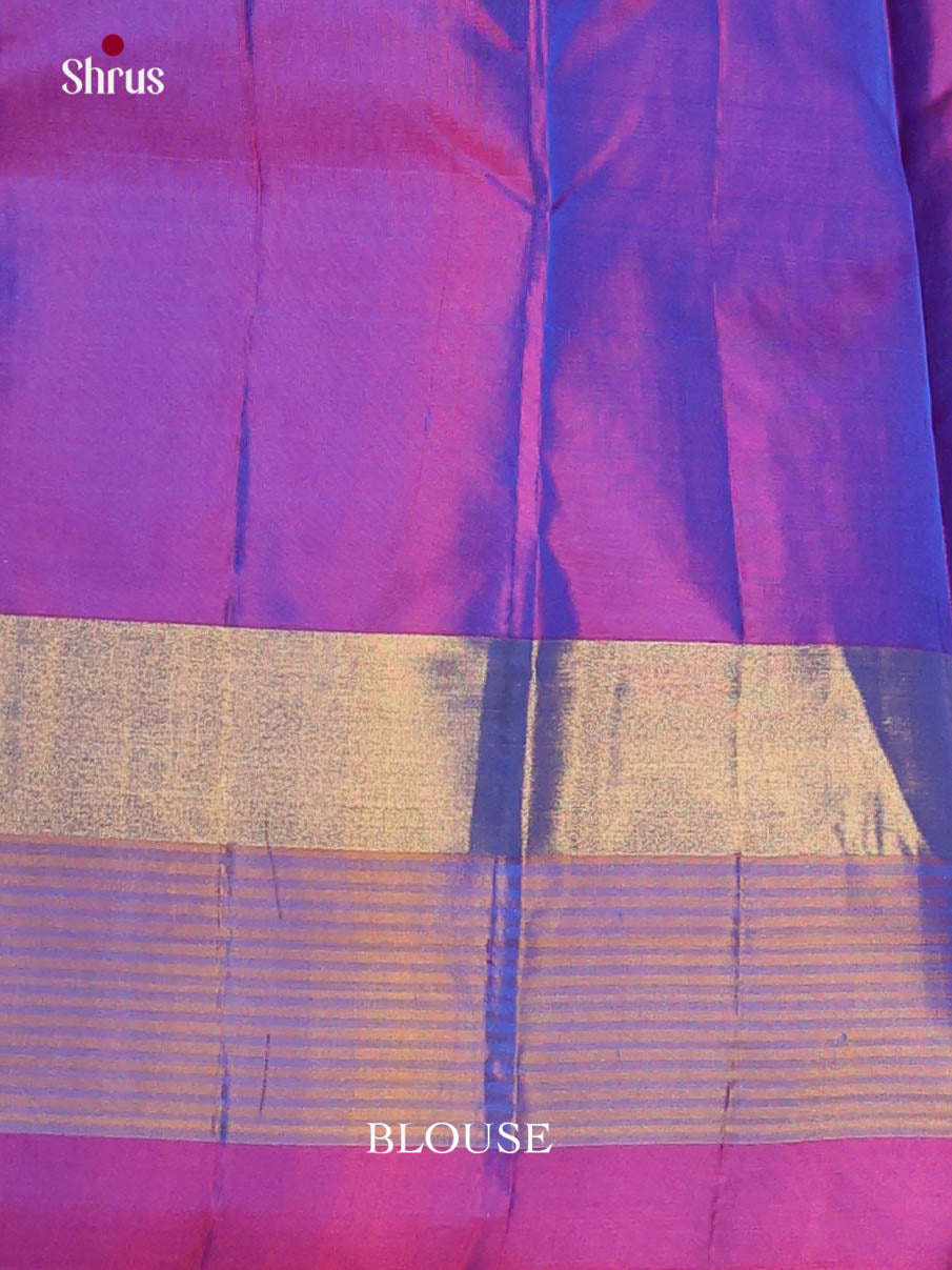 Buy Magnificent Blue Kanjivaram Saree With Self Jacquard Patterns, Broad Border & Chit Pallu