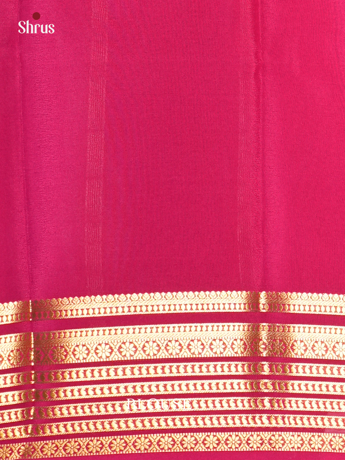 Buy Elegant Blue Mysore Crepe Silk Saree with Plain Body, Pink Zari Striped Border & Traditional Pallu