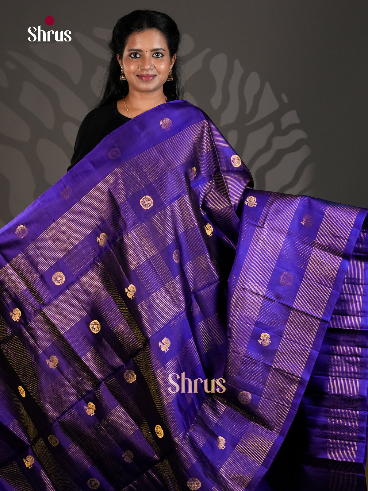 Buy Pretty Blue Soft Silk Sarees with Zari Woven Checks, Rudraksh & Peacock buttas
