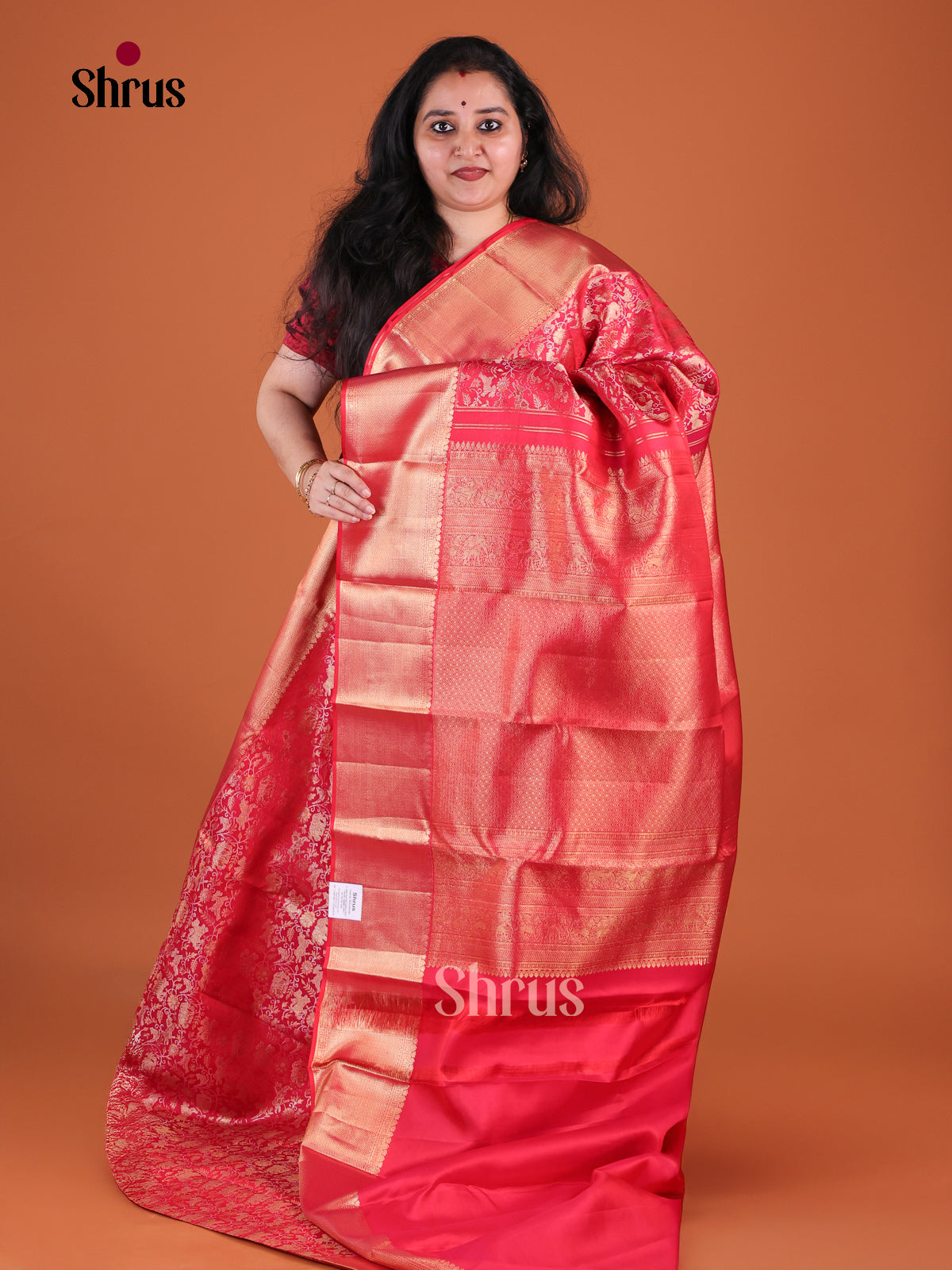 Bridal Red Kanchipuram Silk Saree With Vanasingaram Design | Zari Border & Brocade Pallu