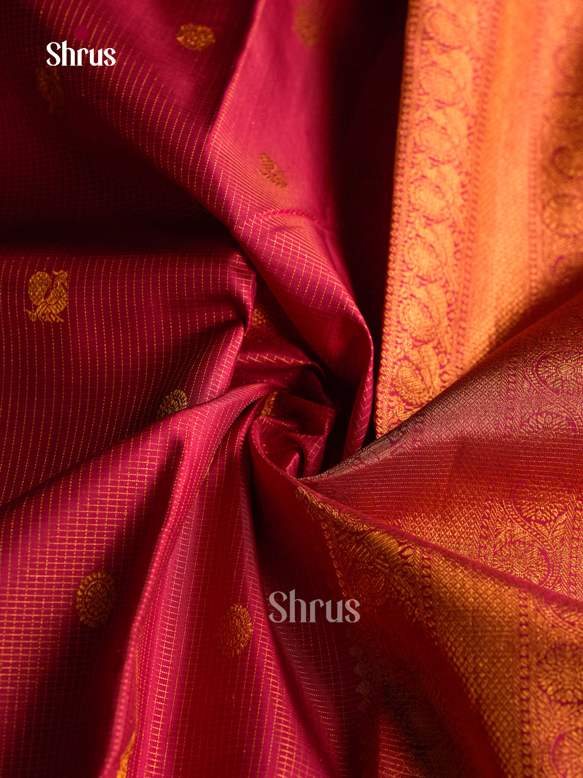 Bridal Red Silk Saree With Intricate Checks & Buttas | Self Zari Border & Brocade Pallu