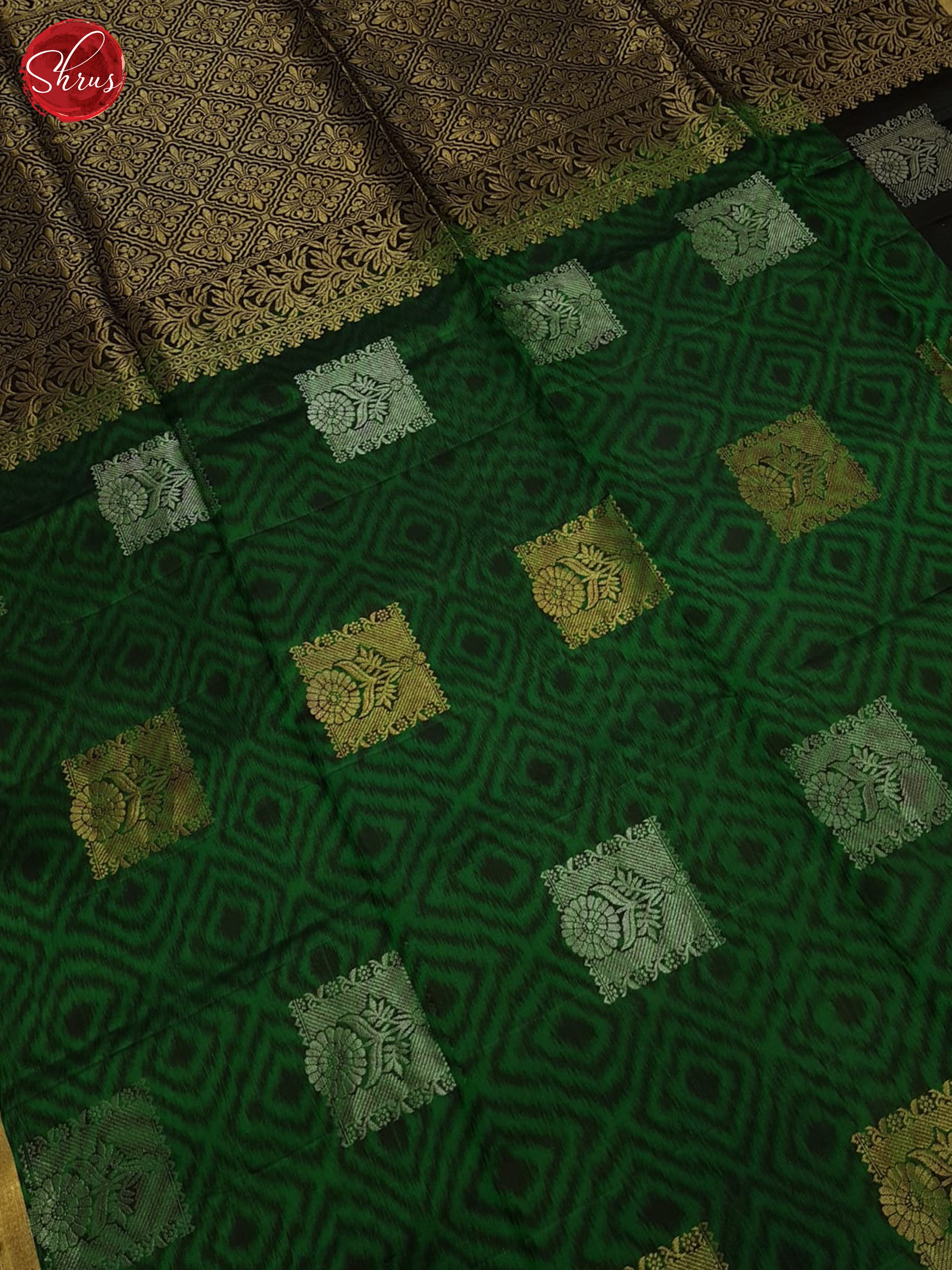 Green and black - Soft Silk Saree - Shop on ShrusEternity.com