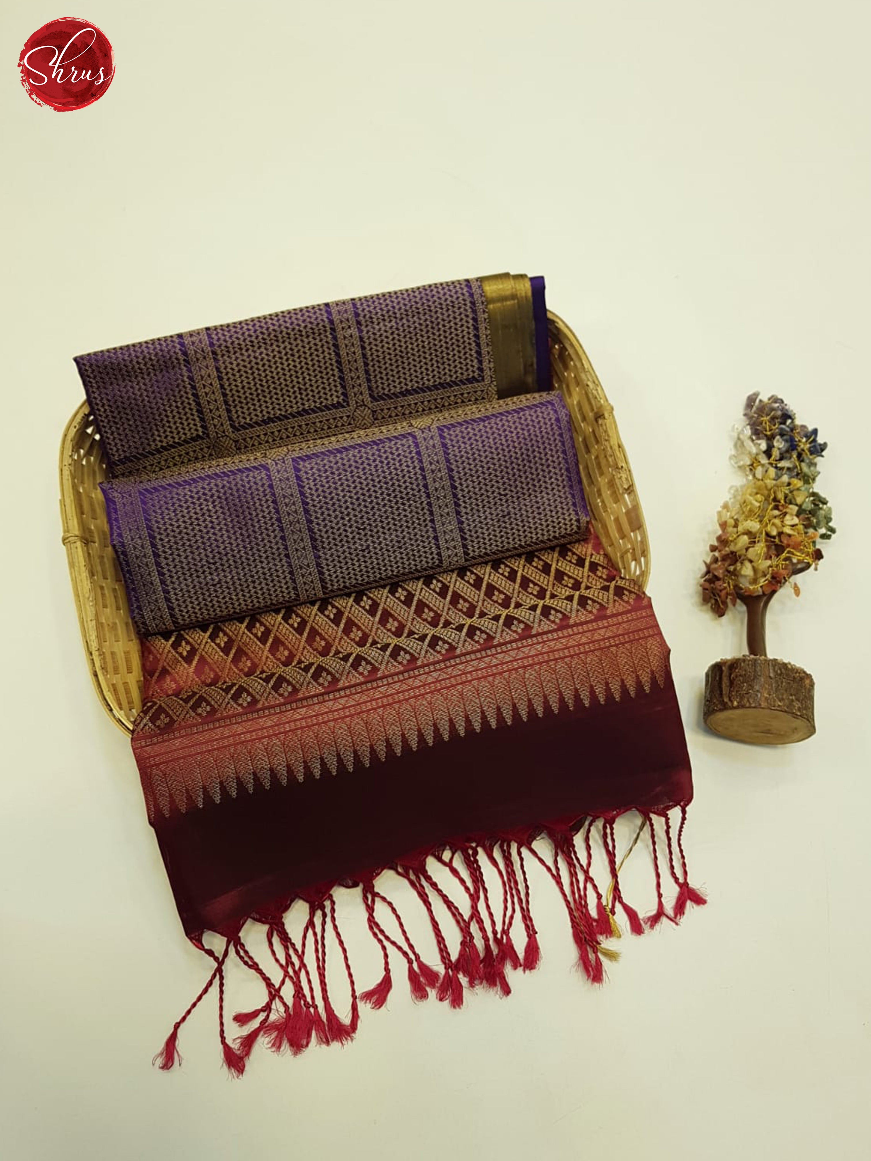 Blue And Maroon-Soft silk saree - Shop on ShrusEternity.com