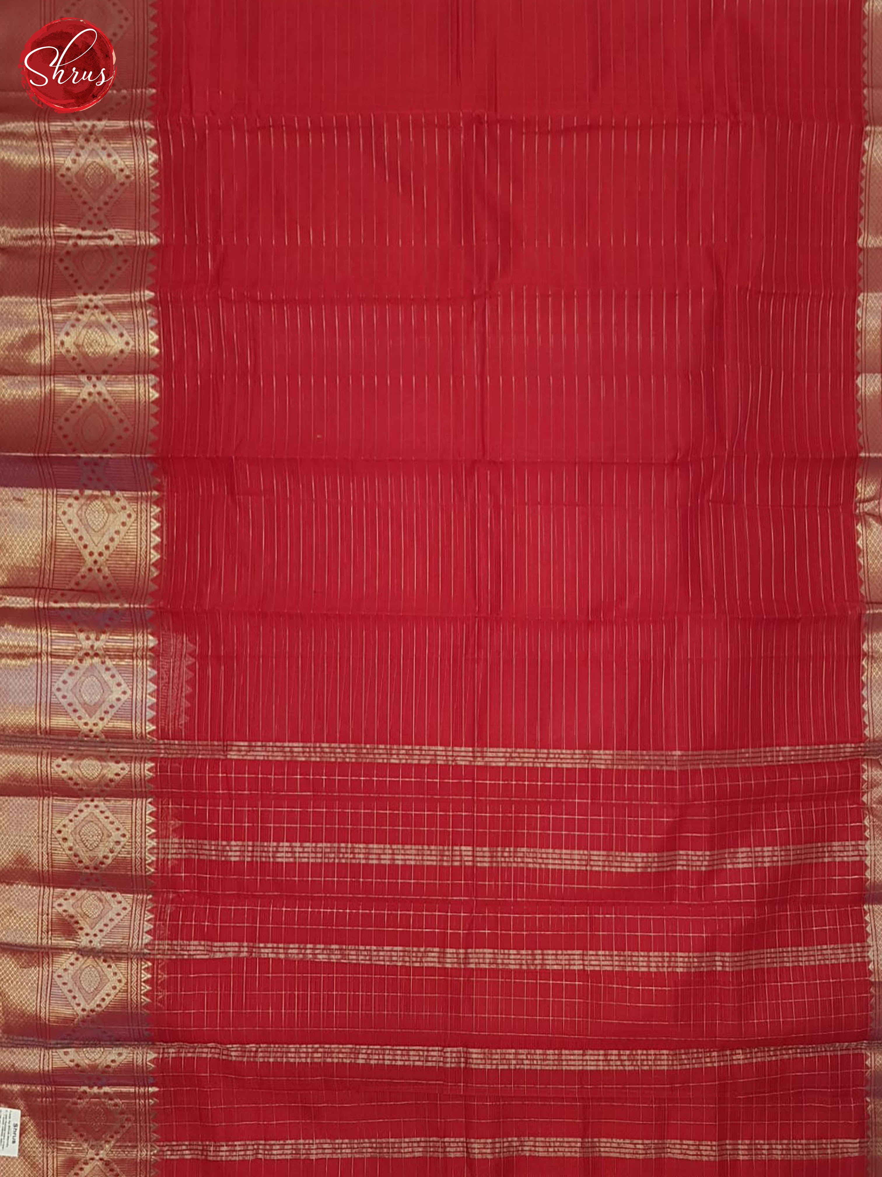 Red(Single Tone)- Mangalagiri silkcotton Saree - Shop on ShrusEternity.com