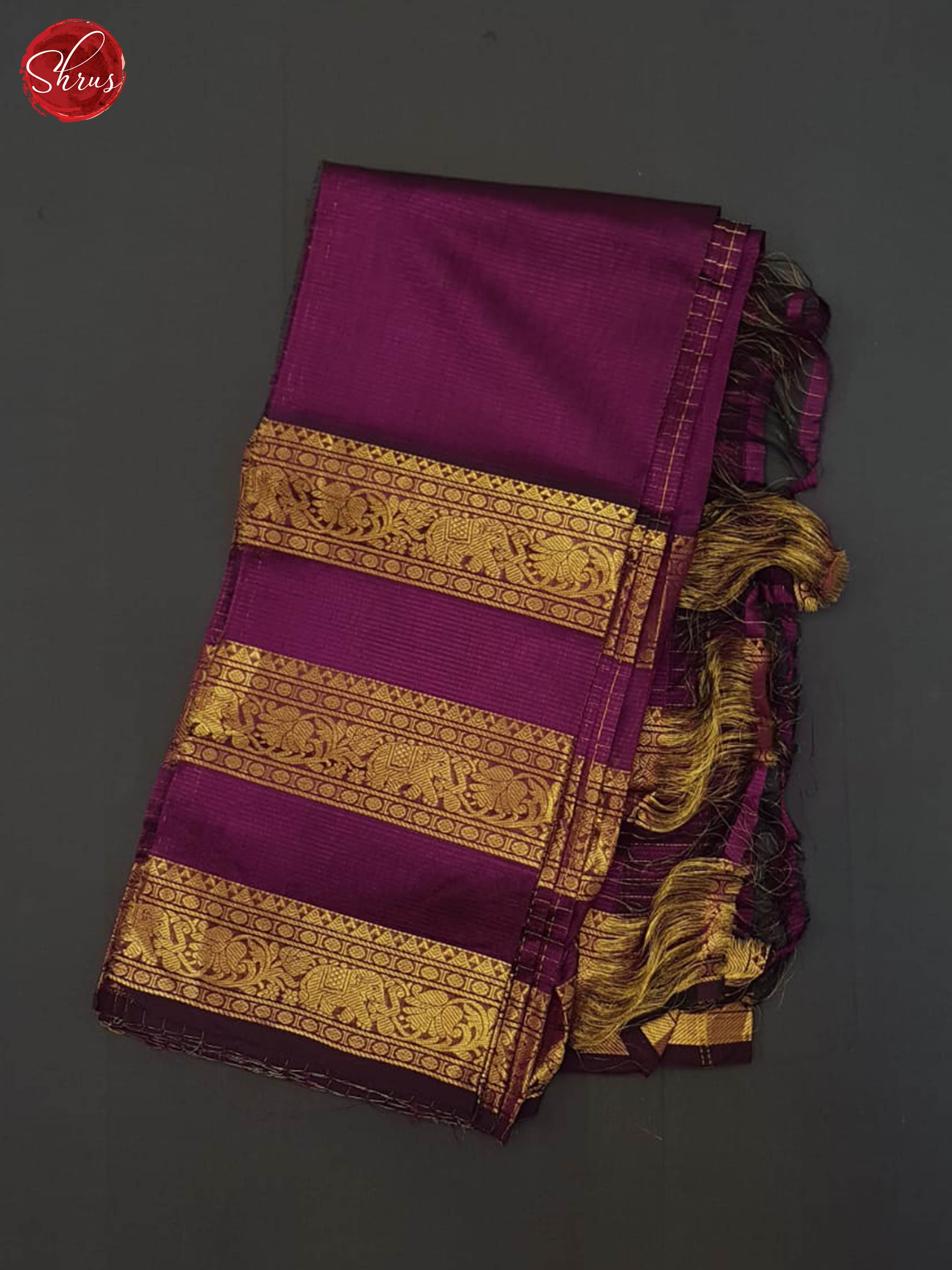 Wine(Single Tone) - Mangalagiri silkcotton Saree - Shop on ShrusEternity.com