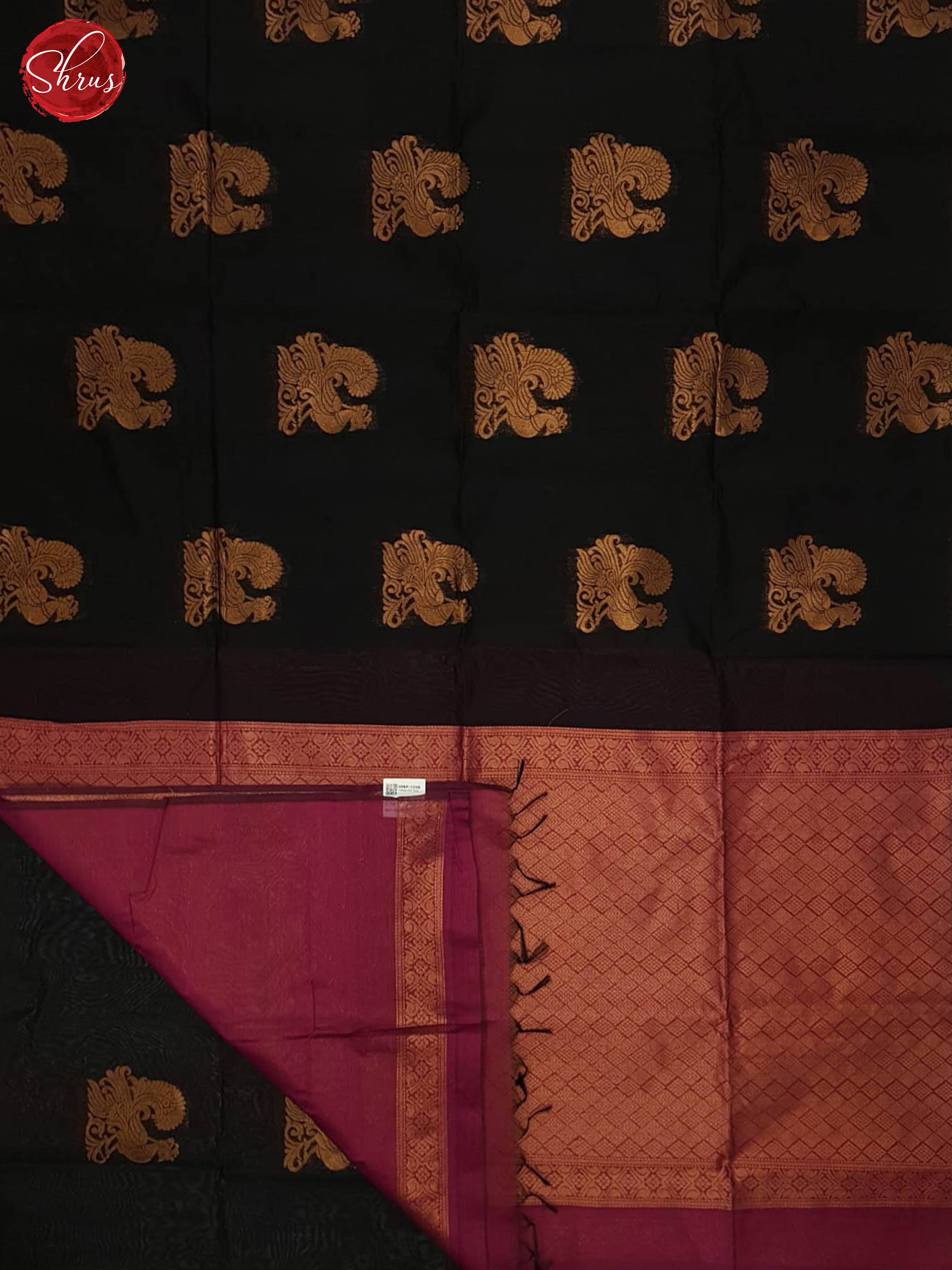 Black And Majenta Pink- Semi Silk Cotton Saree - Shop on ShrusEternity.com