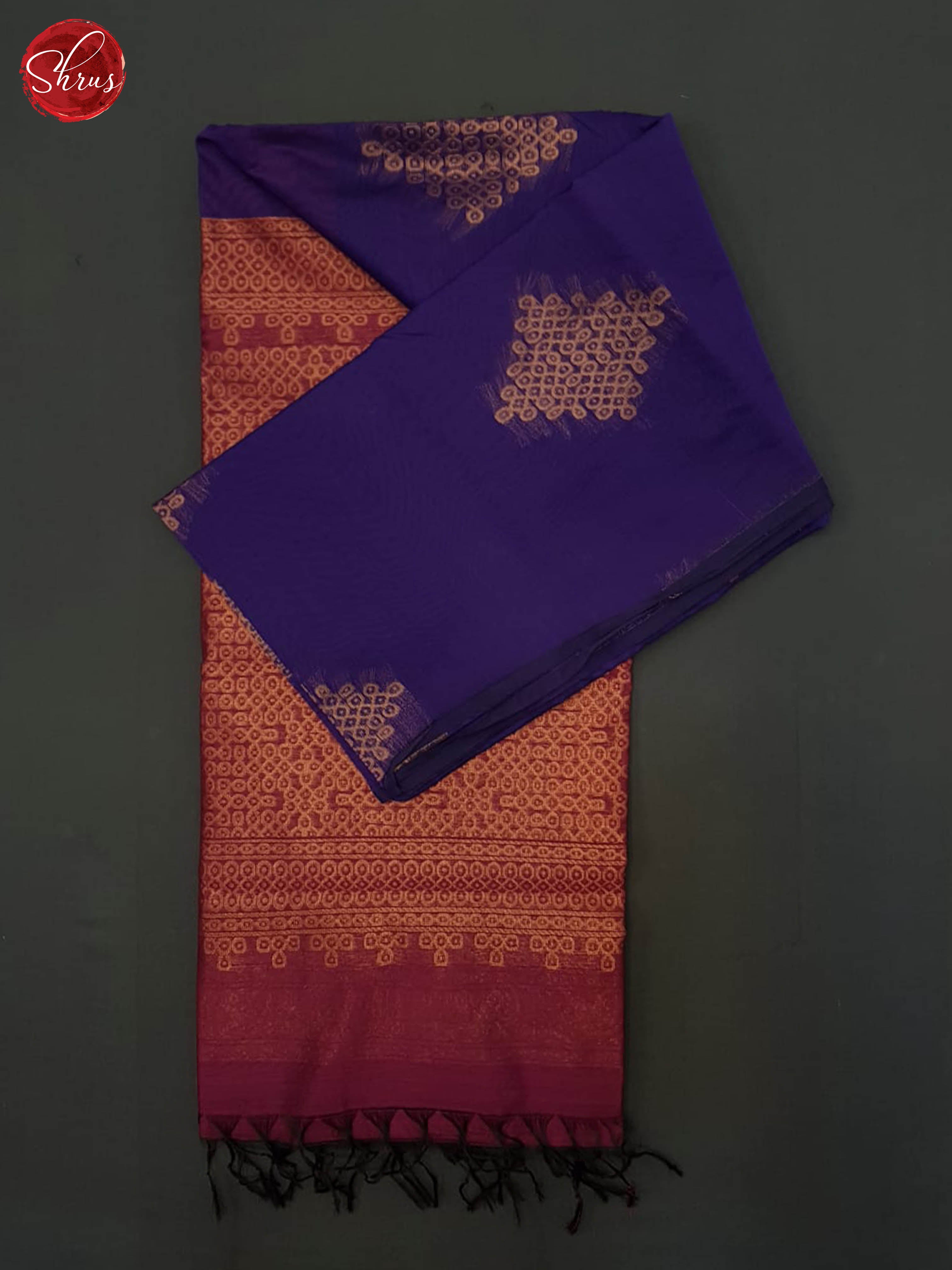 Eggplant And Maroon- Semi Silk Cotton Saree - Shop on ShrusEternity.com