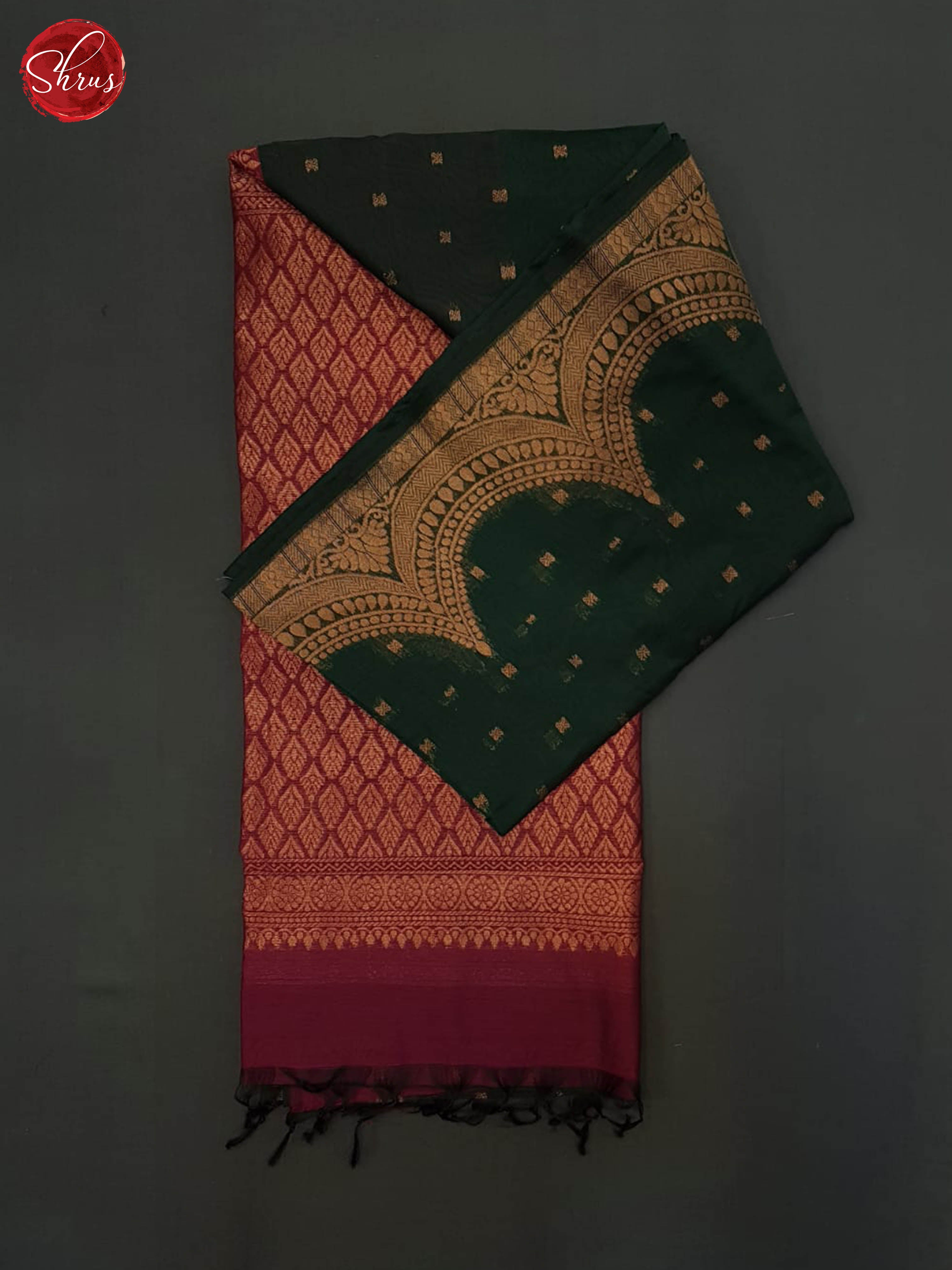 Green And Majenta Pink- Semi Silk Cotton Saree - Shop on ShrusEternity.com