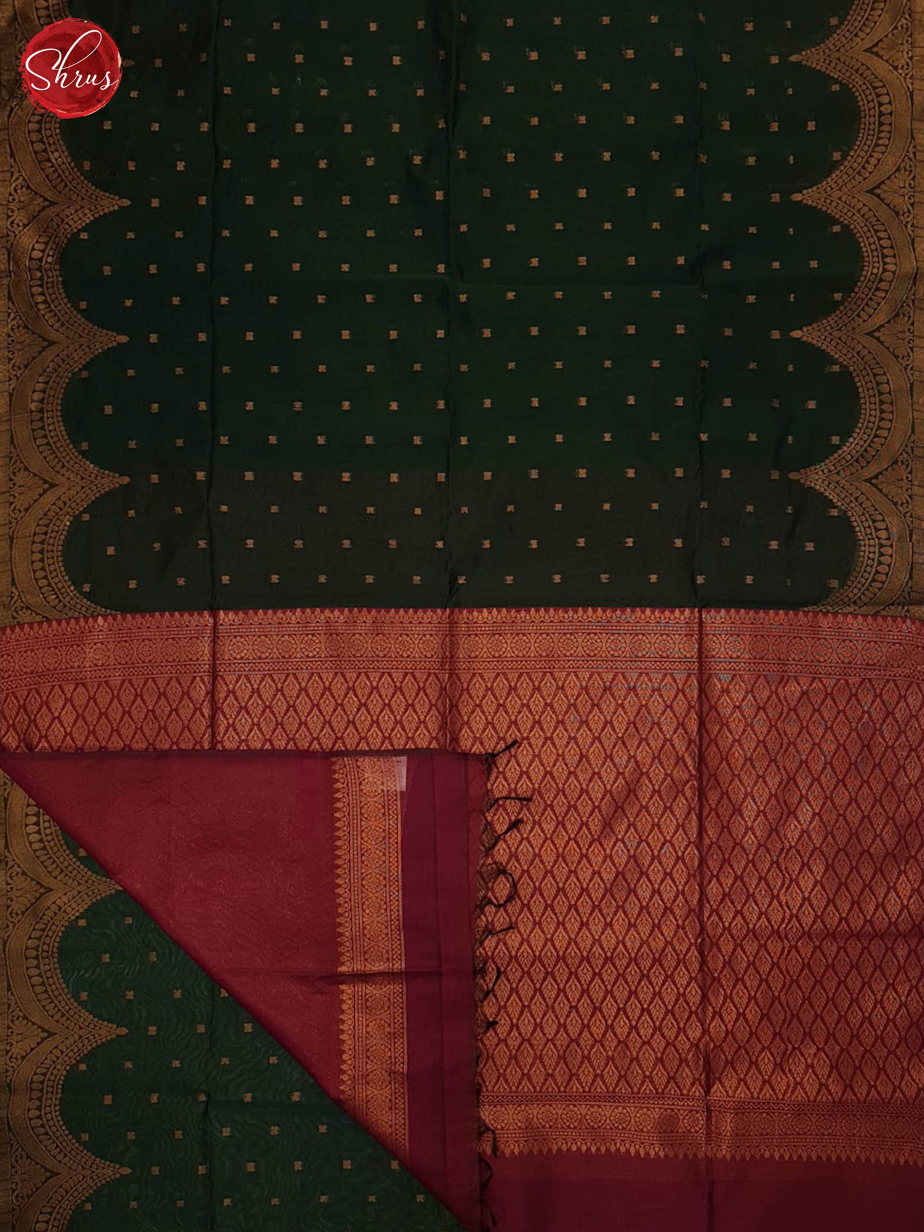 Green And Majenta Pink- Semi Silk Cotton Saree - Shop on ShrusEternity.com