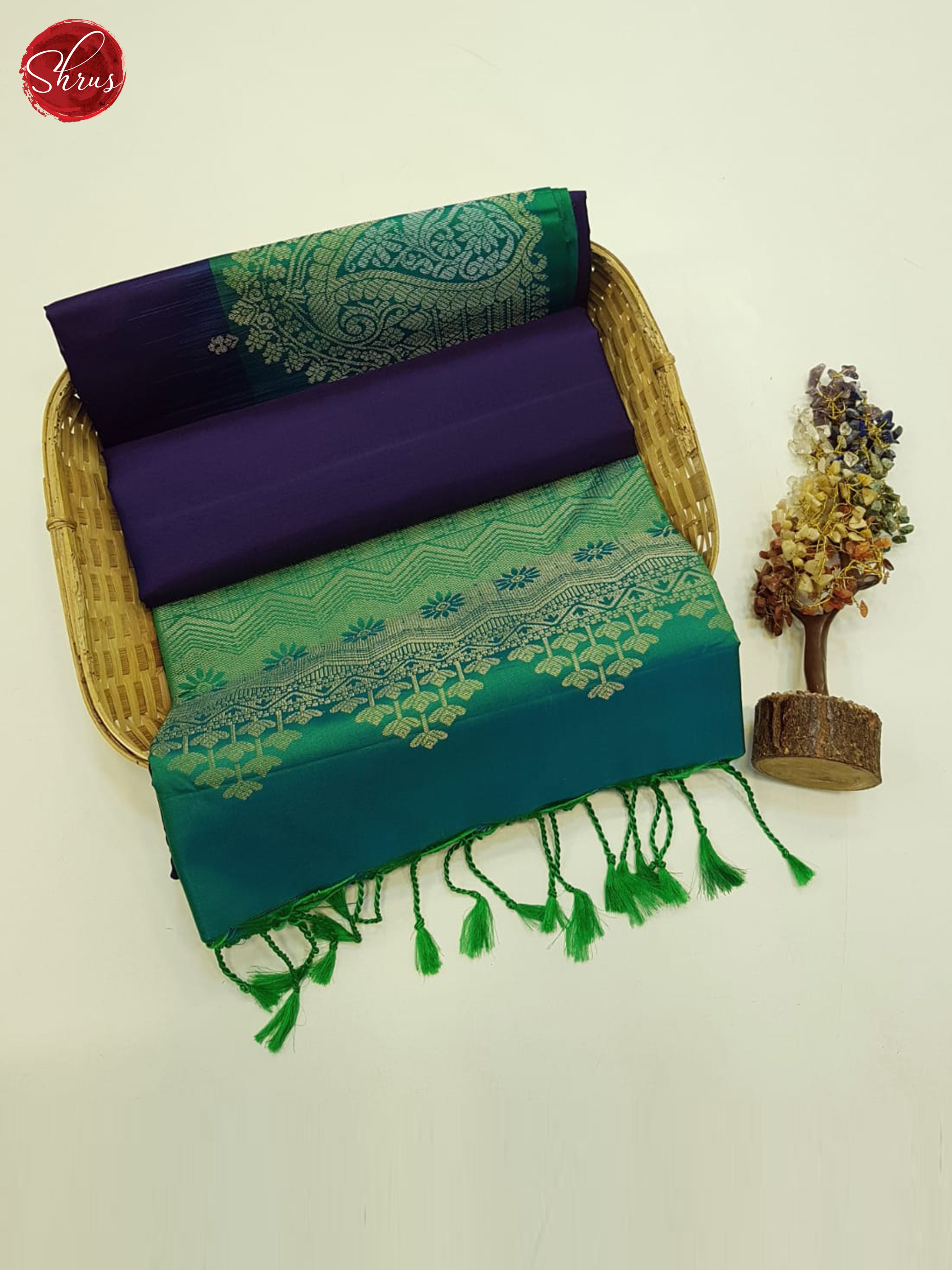 Blue & Green - Soft Silk Saree - Shop on ShrusEternity.com