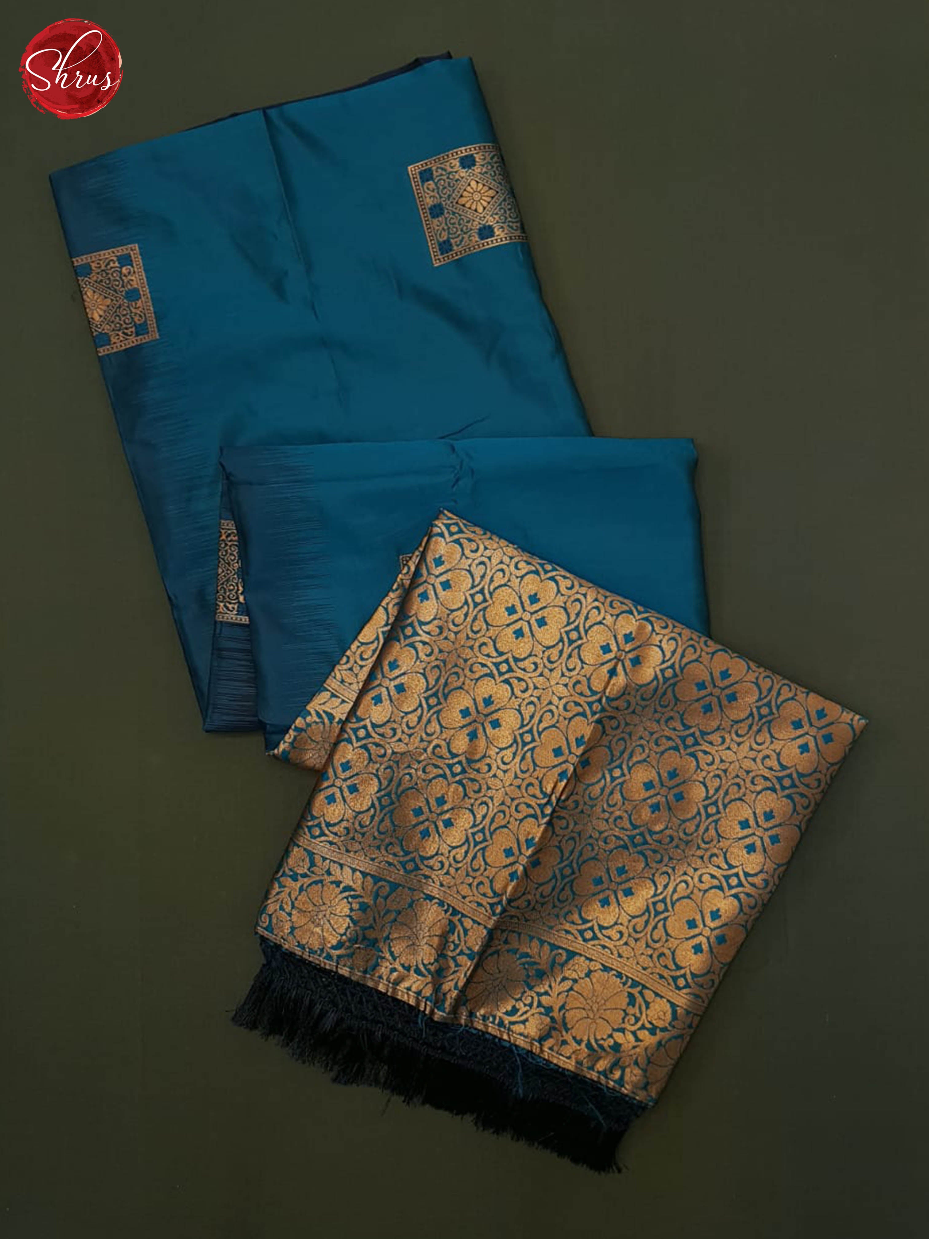 Blue & Navy Blue - Semi Softsilk Saree - Shop on ShrusEternity.com
