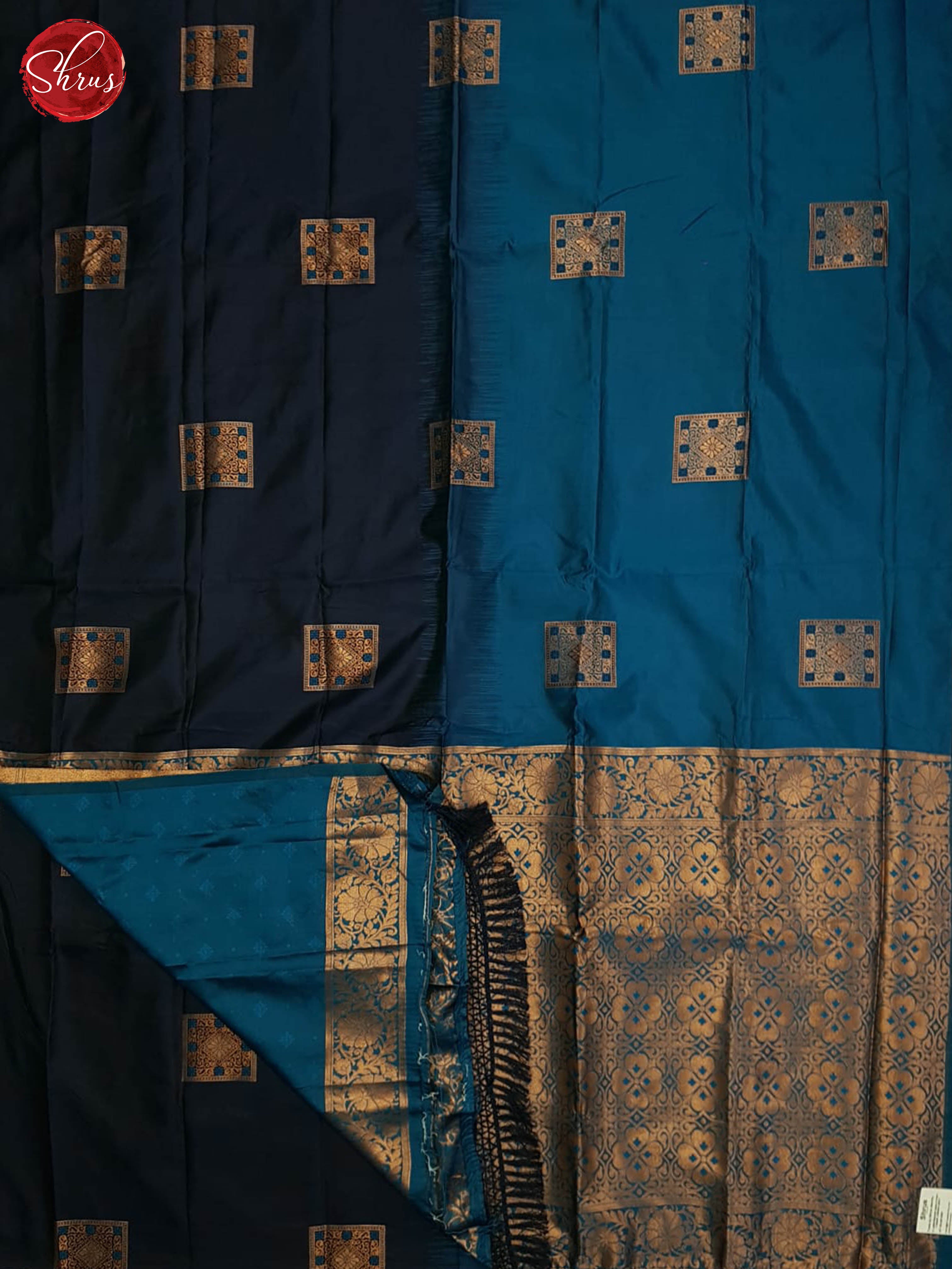 Blue & Navy Blue - Semi Softsilk Saree - Shop on ShrusEternity.com