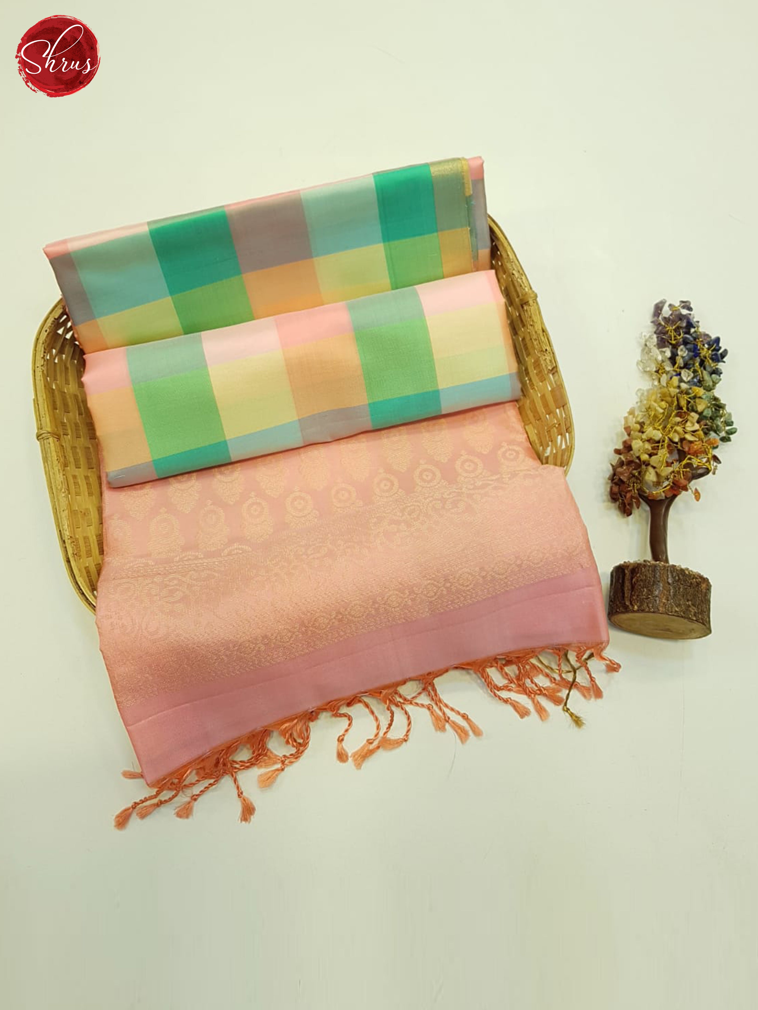 Multicolor & Peach - Soft Silk Saree - Shop on ShrusEternity.com