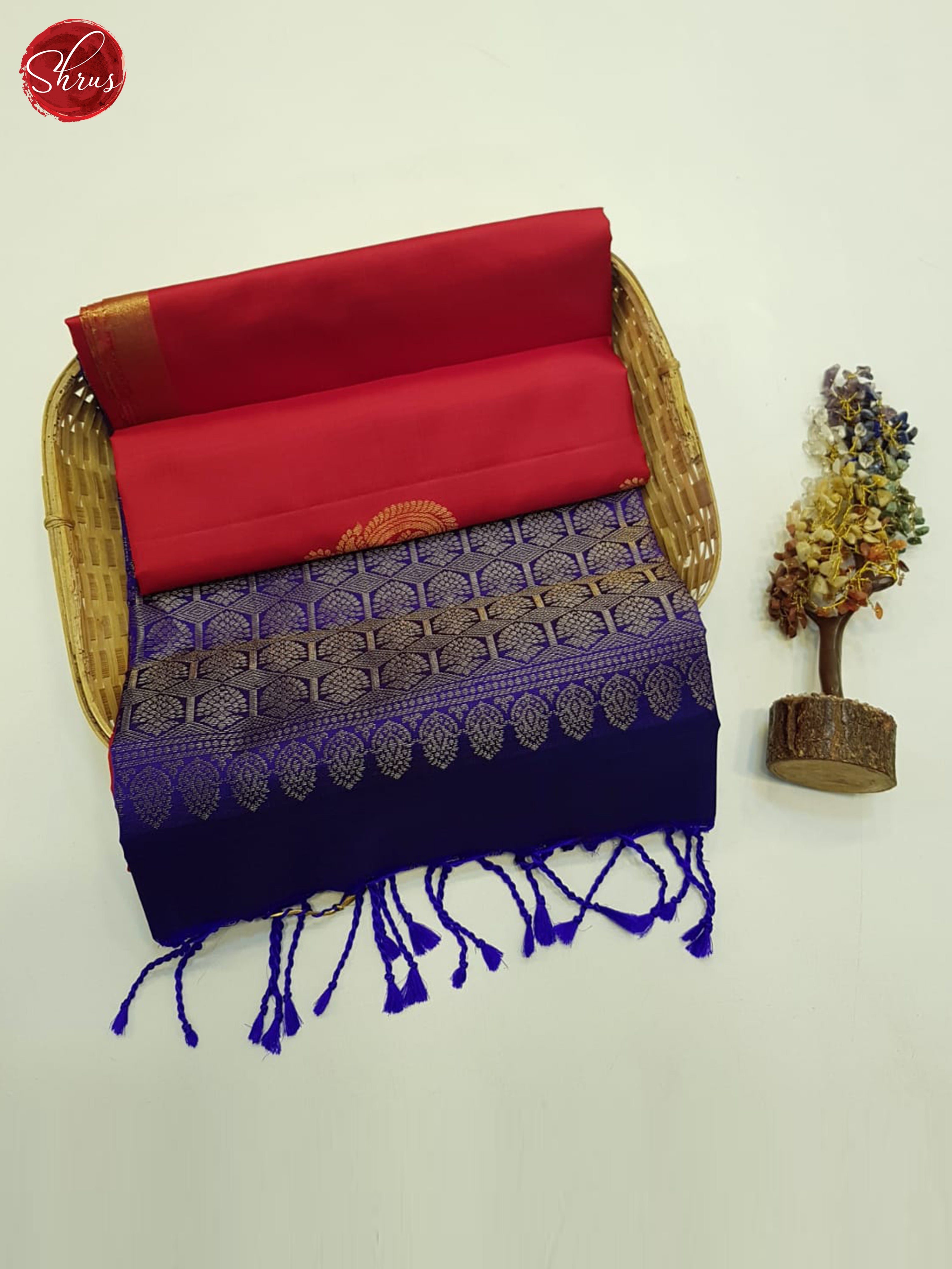 Red & Blue- Soft Silk Saree - Shop on ShrusEternity.com
