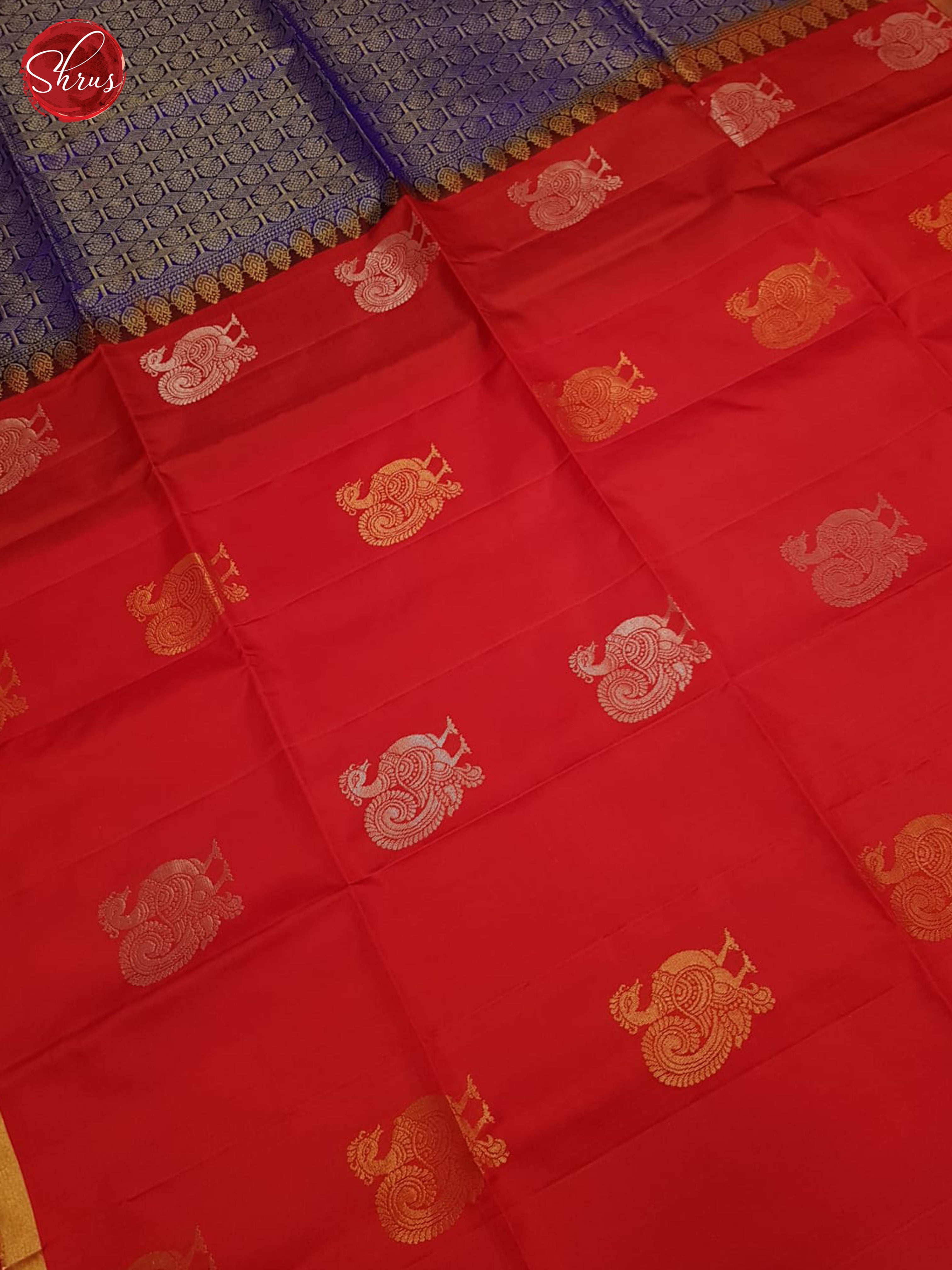 Red & Blue- Soft Silk Saree - Shop on ShrusEternity.com