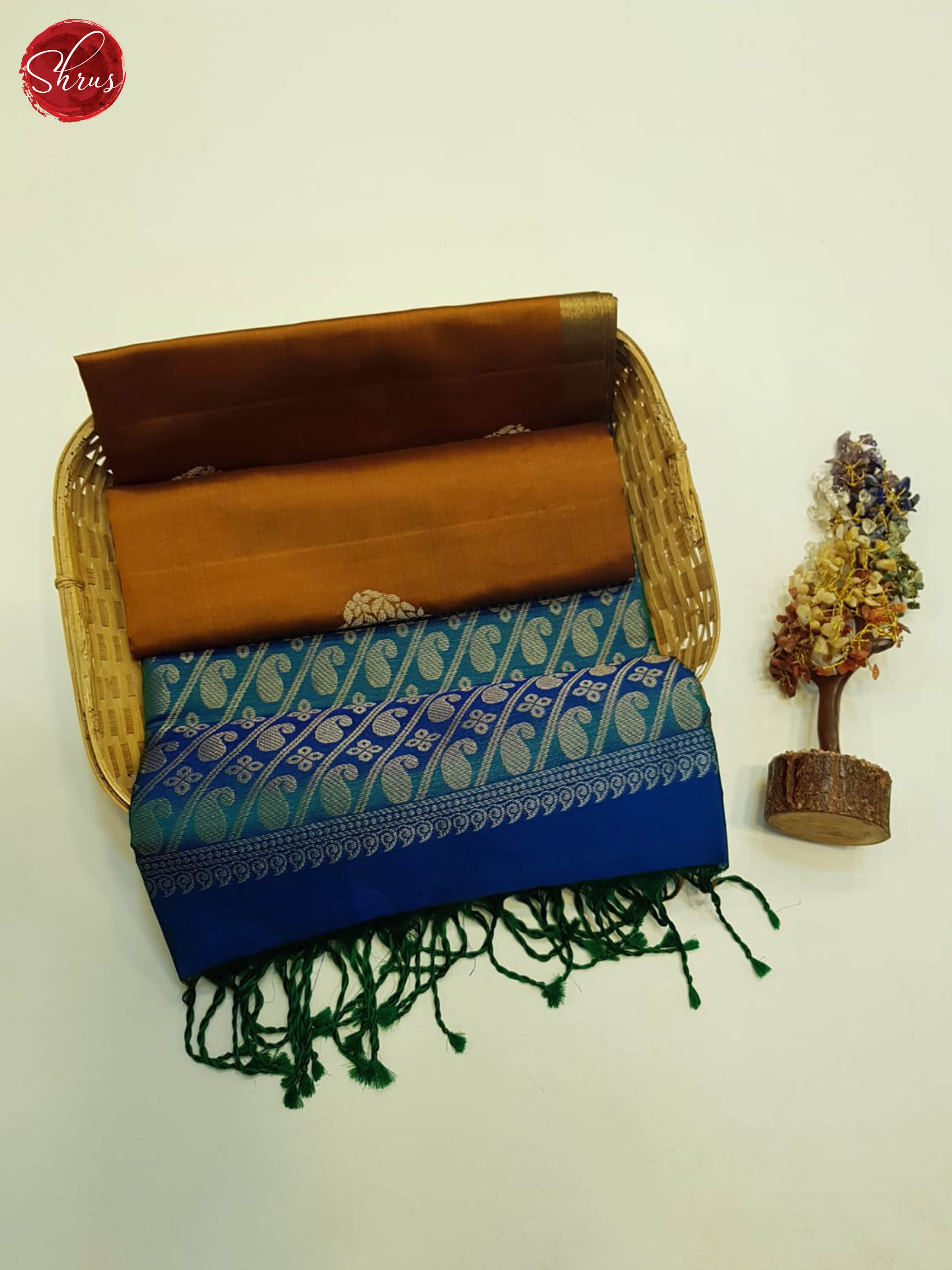 Honey And Blue- Soft Silk Saree - Shop on ShrusEternity.com
