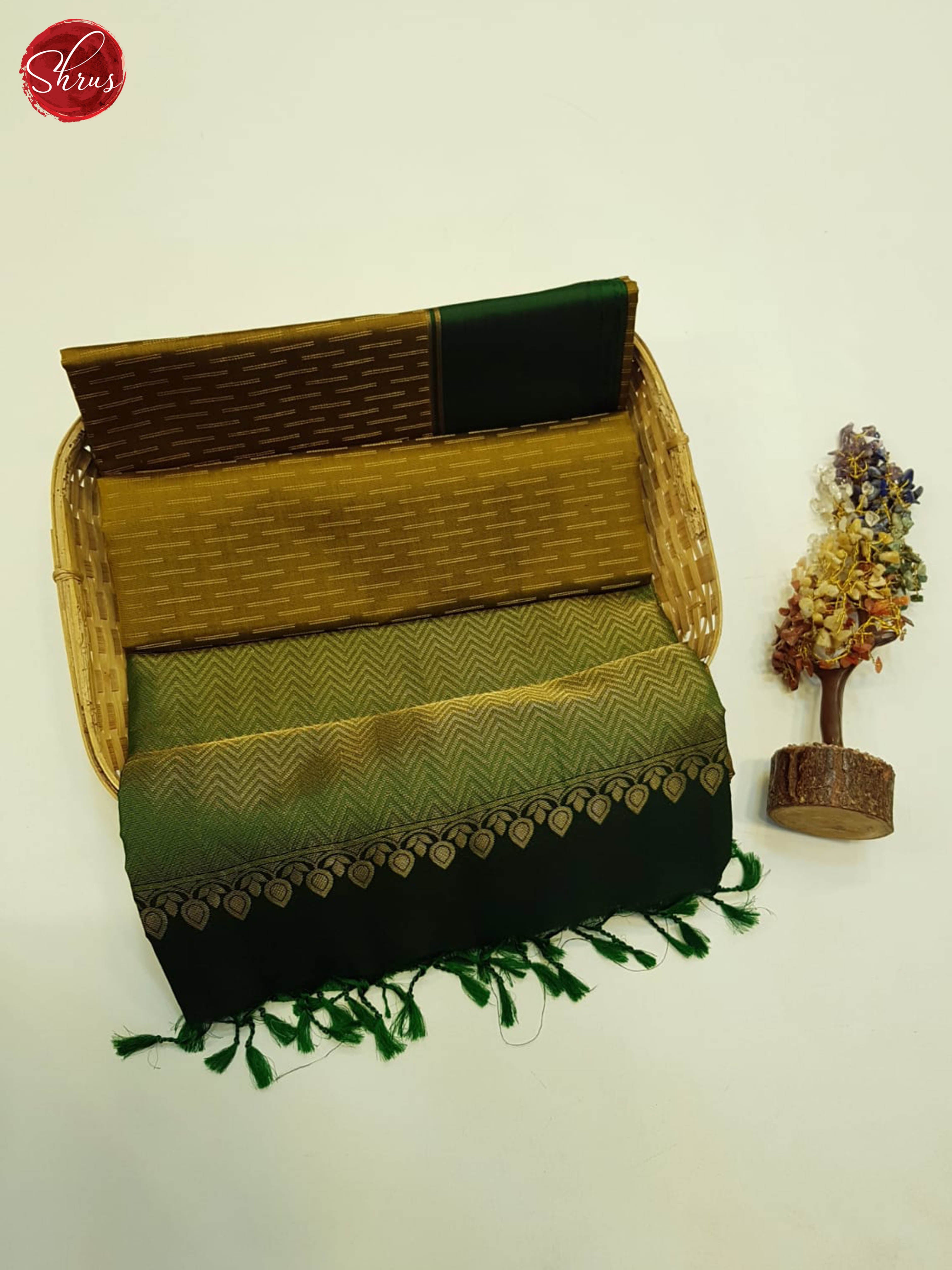 Mehandi Green & Green- Soft Silk Saree - Shop on ShrusEternity.com