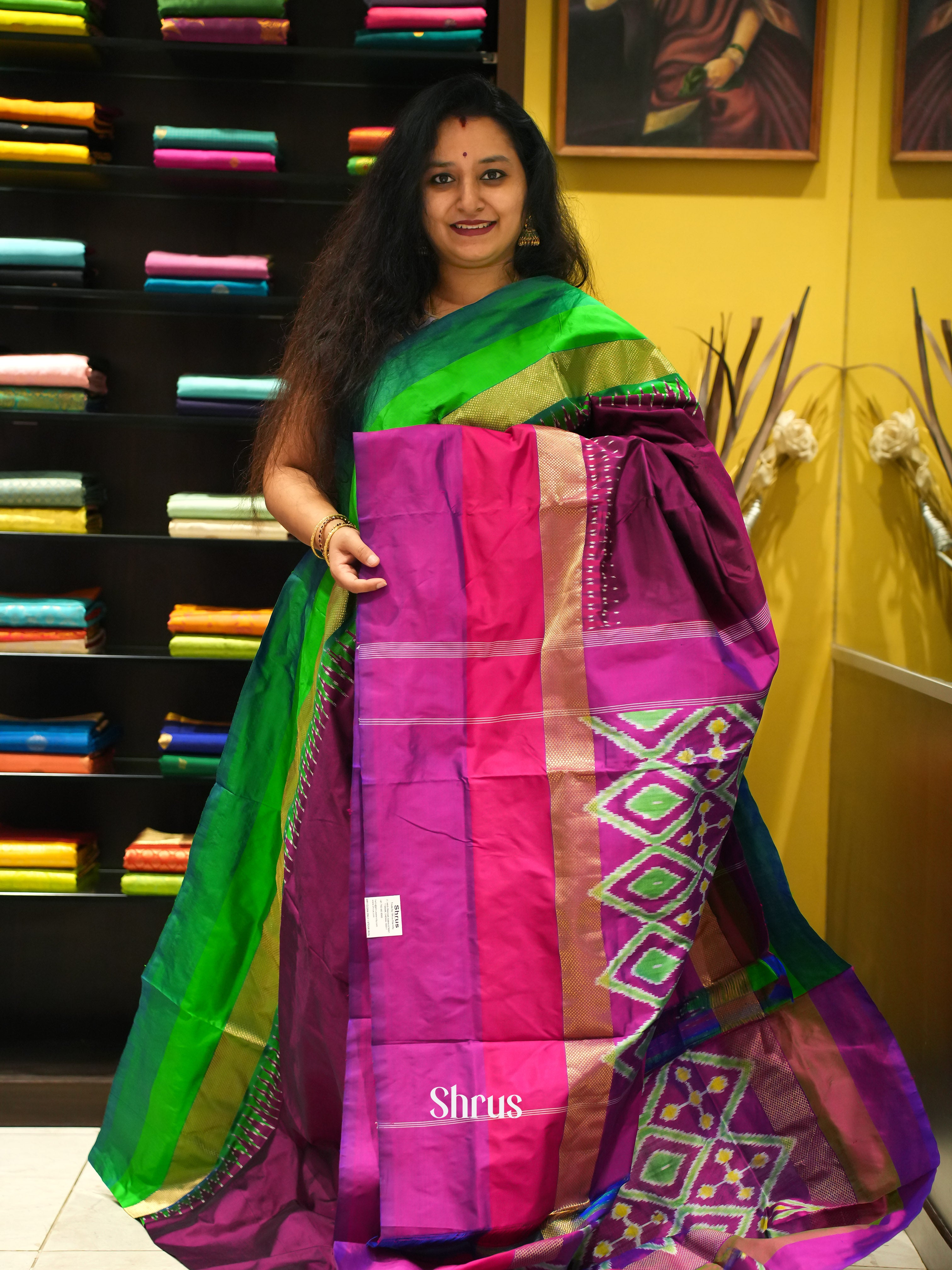 Purple & Majenta Pink - Ikkat Silk - Shop on ShrusEternity.com