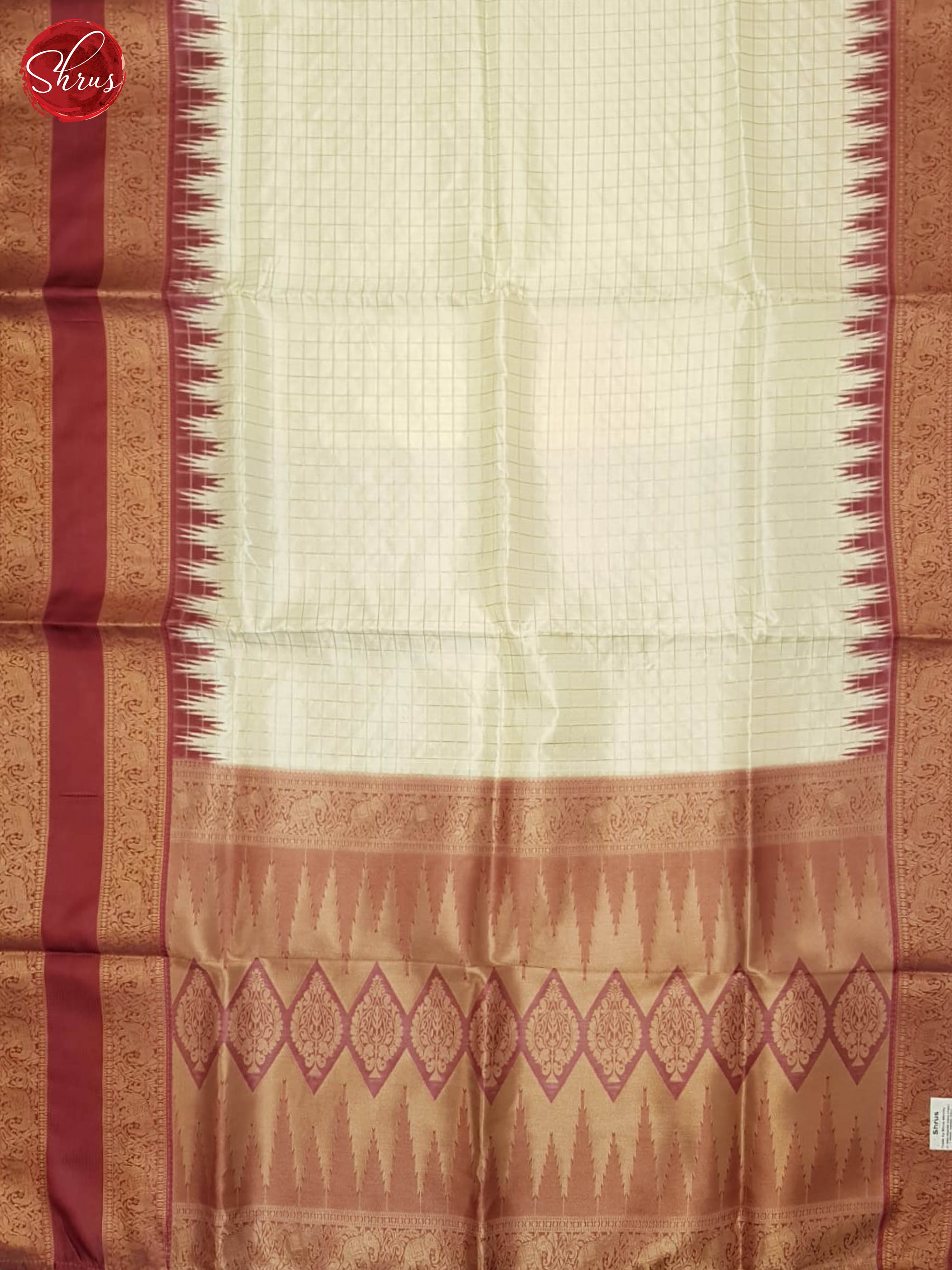 Cream And Dusty Wine - Semi Dupion Saree - Shop on ShrusEternity.com