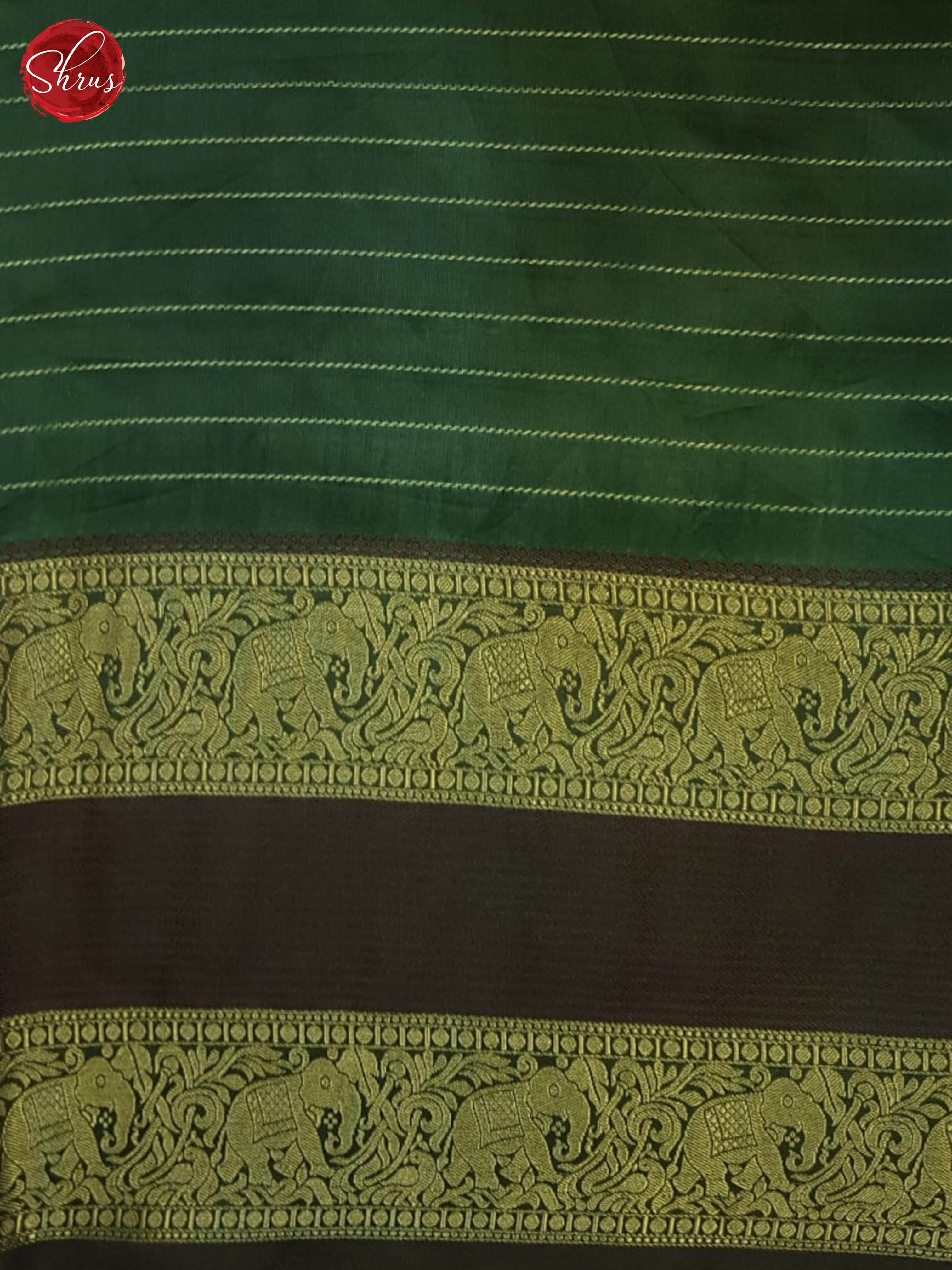 Cream & Green - Semi Dupion Saree