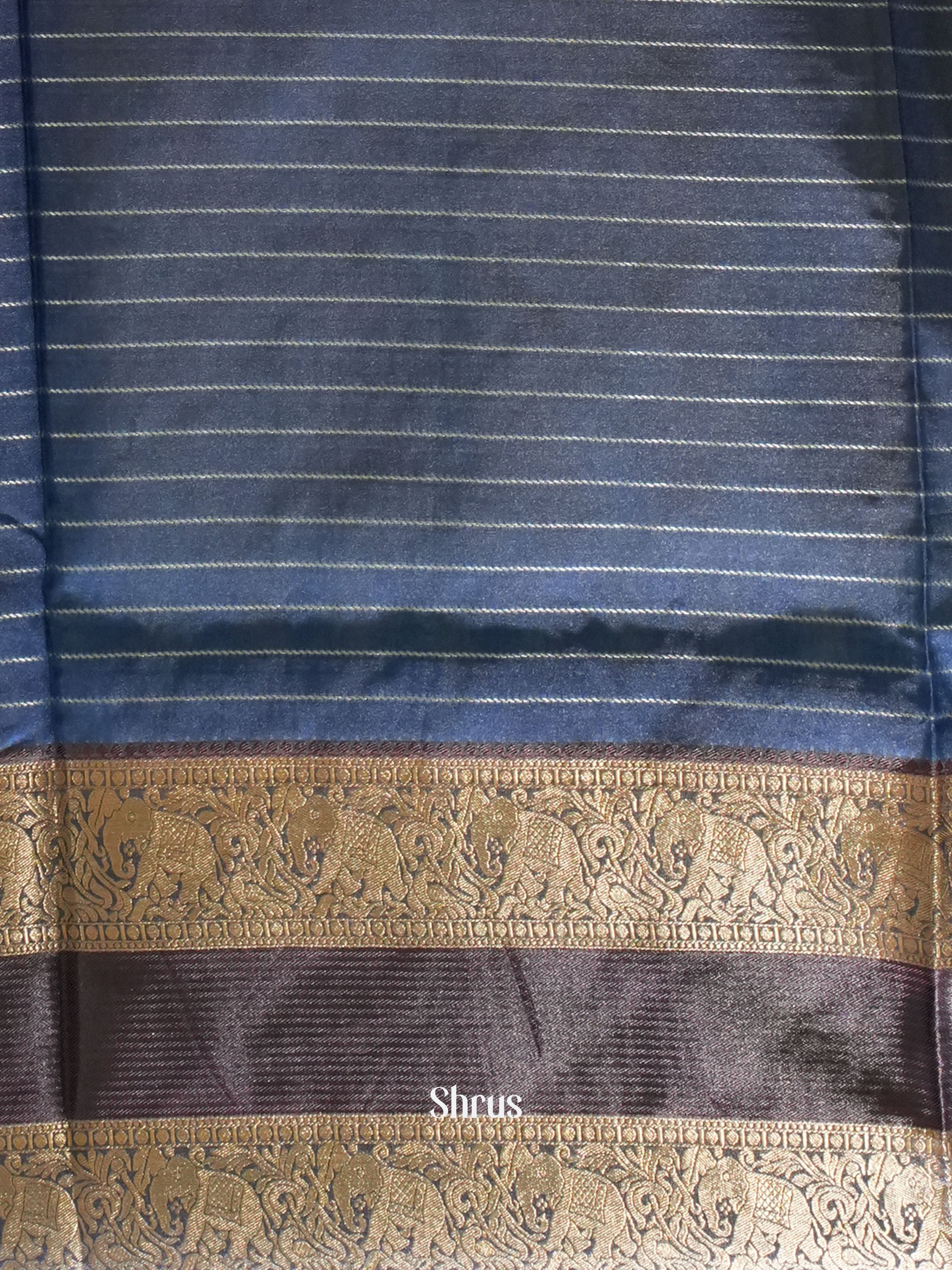 Yellow And Blue - Semi Dupion Saree - Shop on ShrusEternity.com