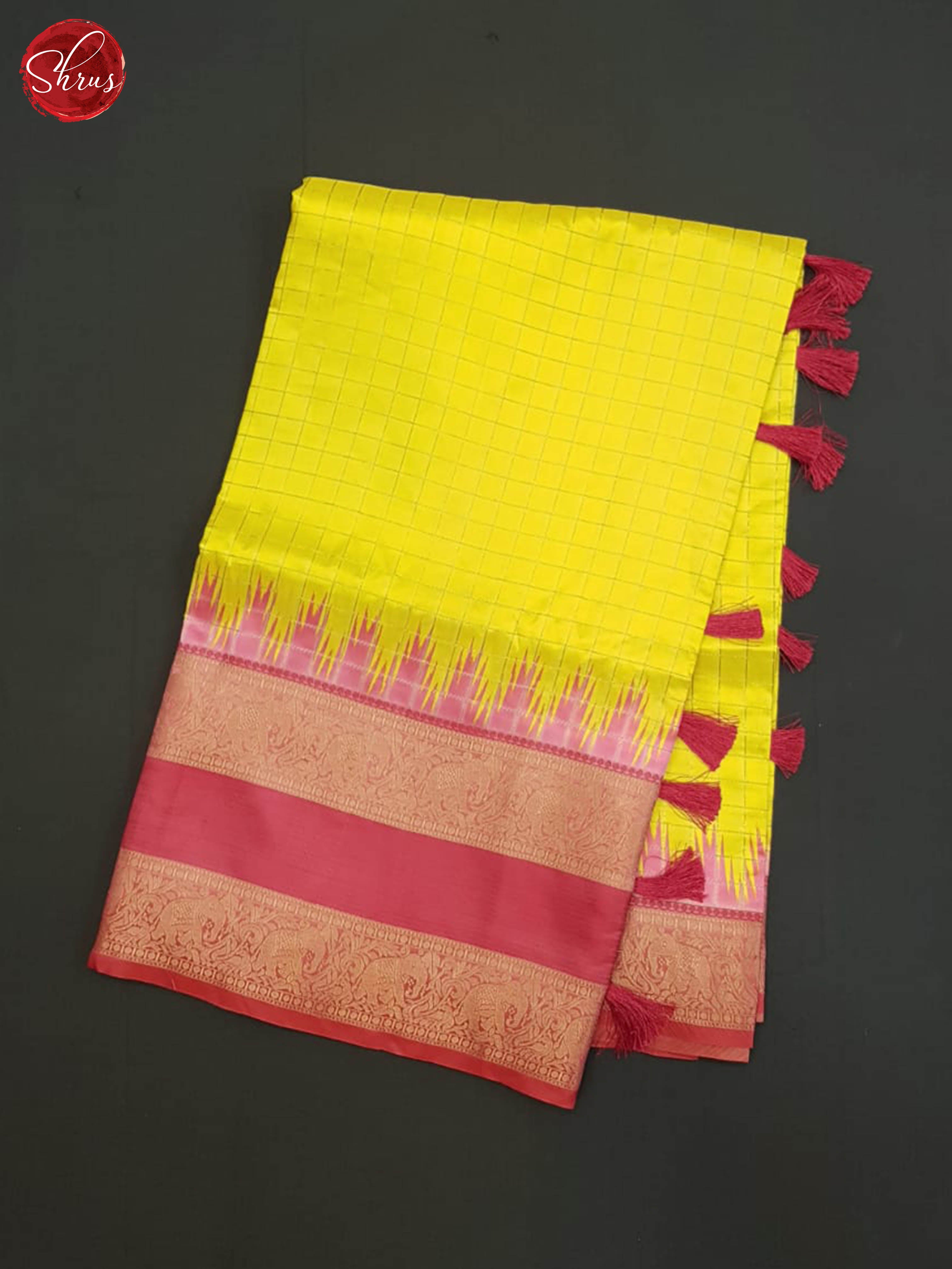 Yellow And Pink - Semi Dupion Saree - Shop on ShrusEternity.com