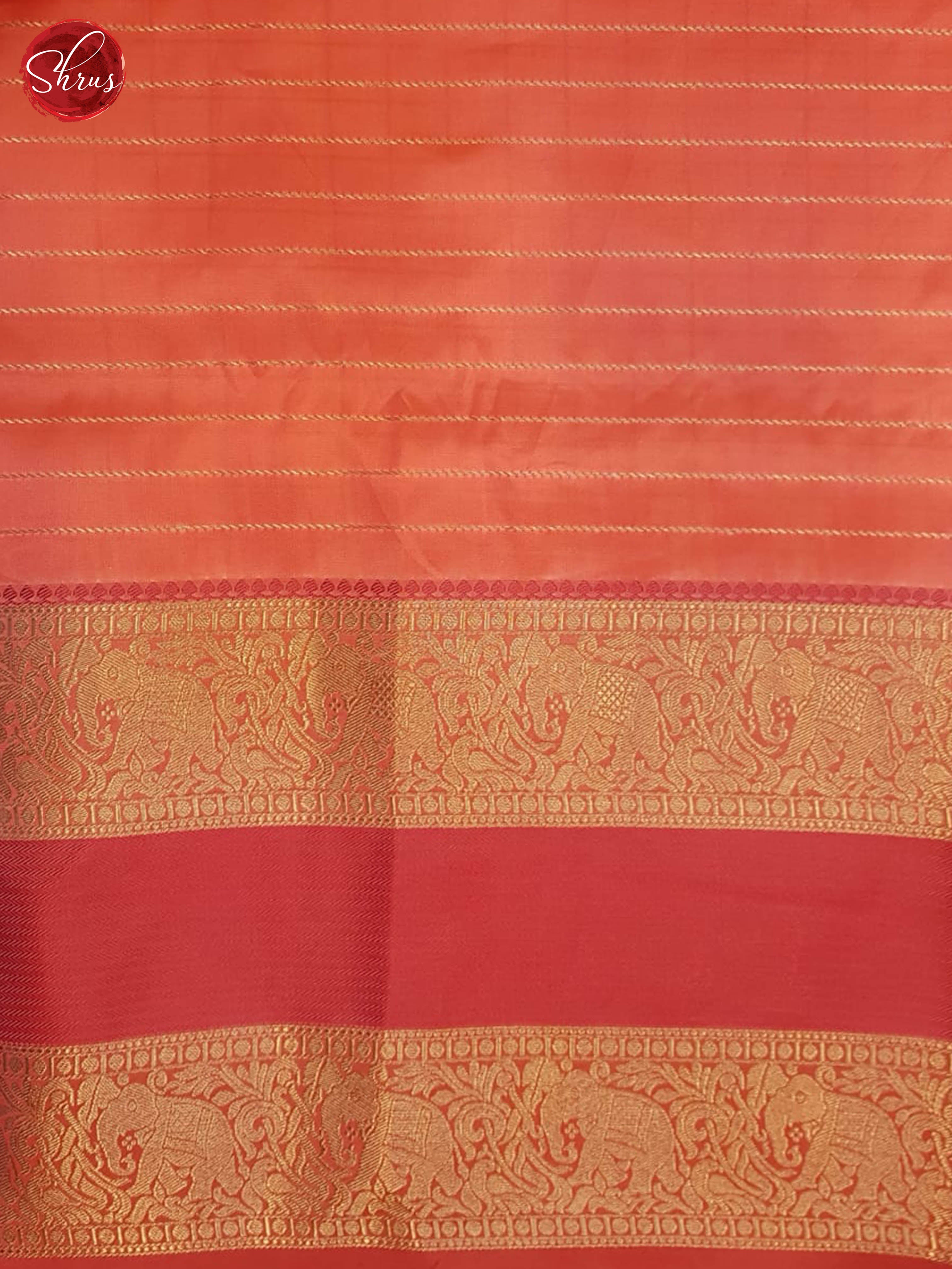 Cream And Orangeish Pink - Semi Dupion Saree - Shop on ShrusEternity.com