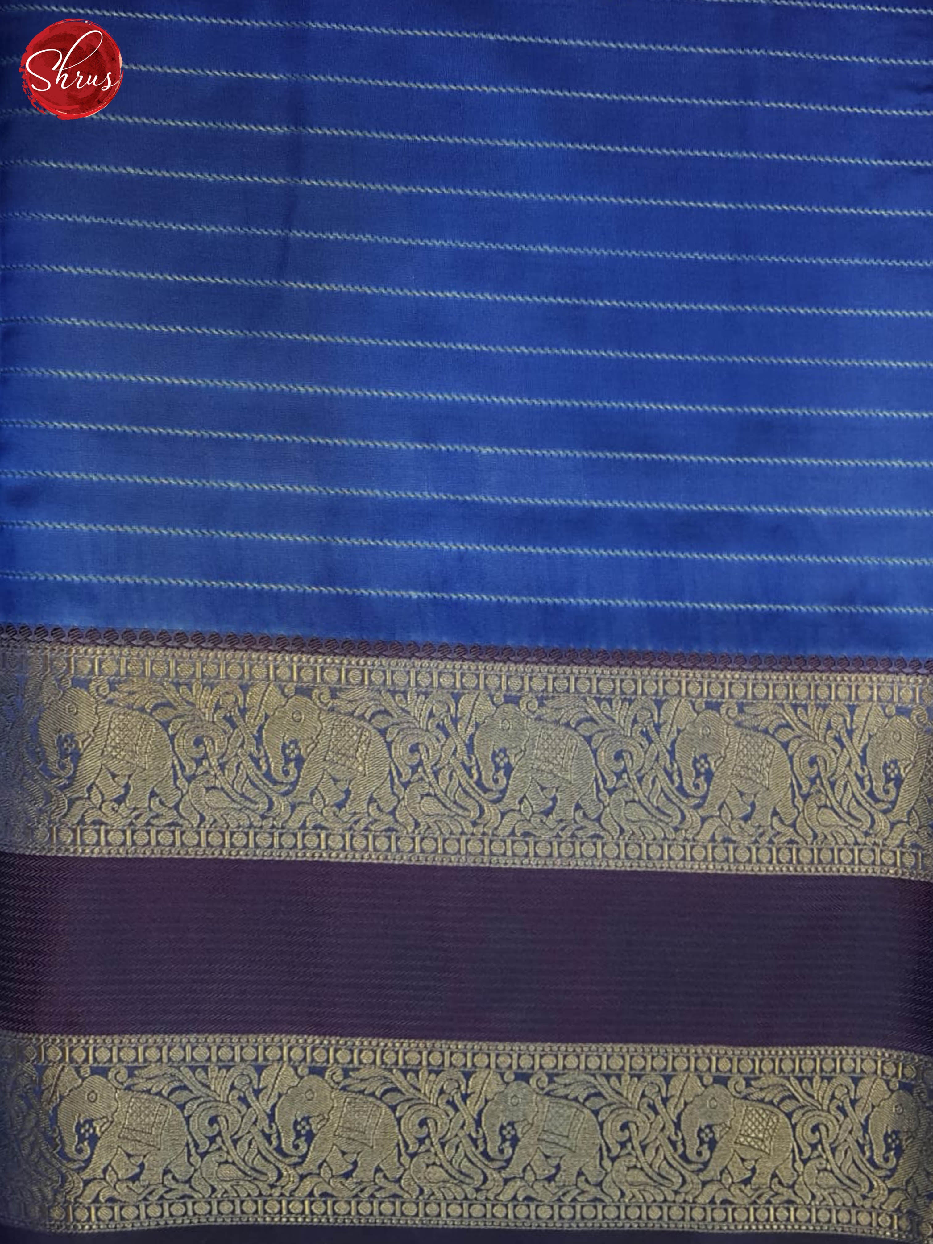 Cream And Blue - Semi dupion Saree - Shop on ShrusEternity.com
