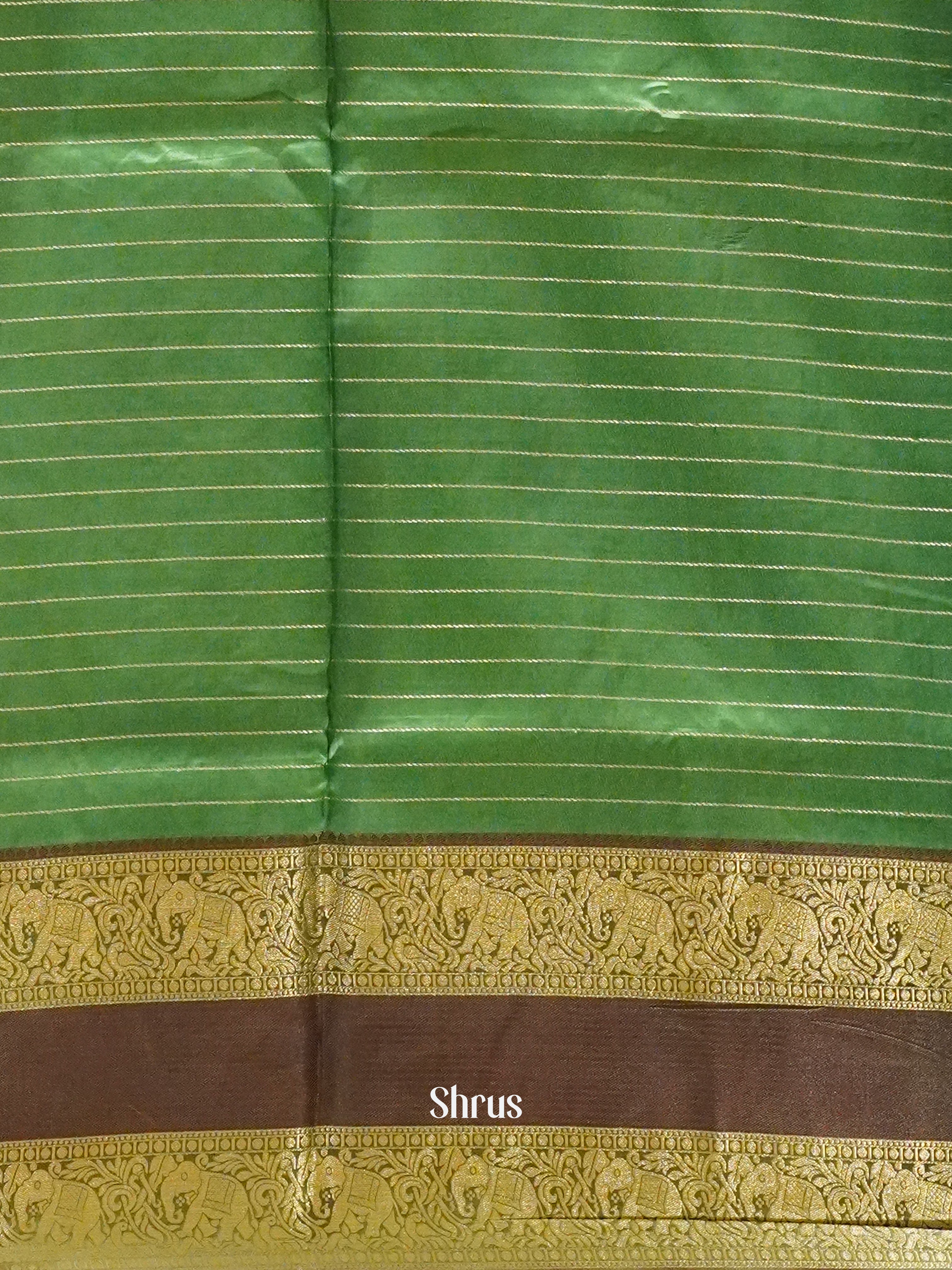 Yellow And Green - Semi Dupion Saree - Shop on ShrusEternity.com