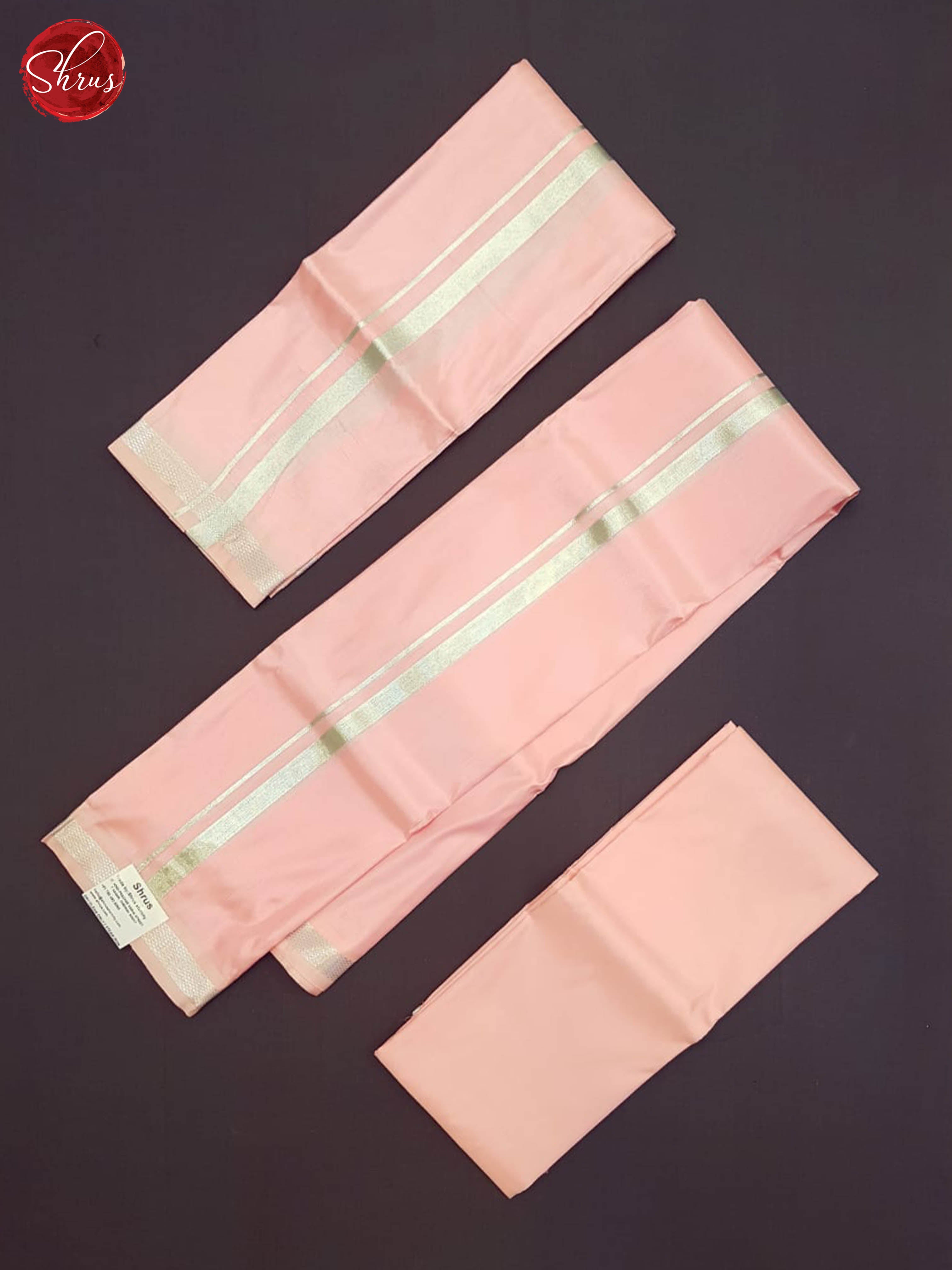 Pink -Semi tissue Dhoti(8*4)(8 Mozham) - Shop on ShrusEternity.com
