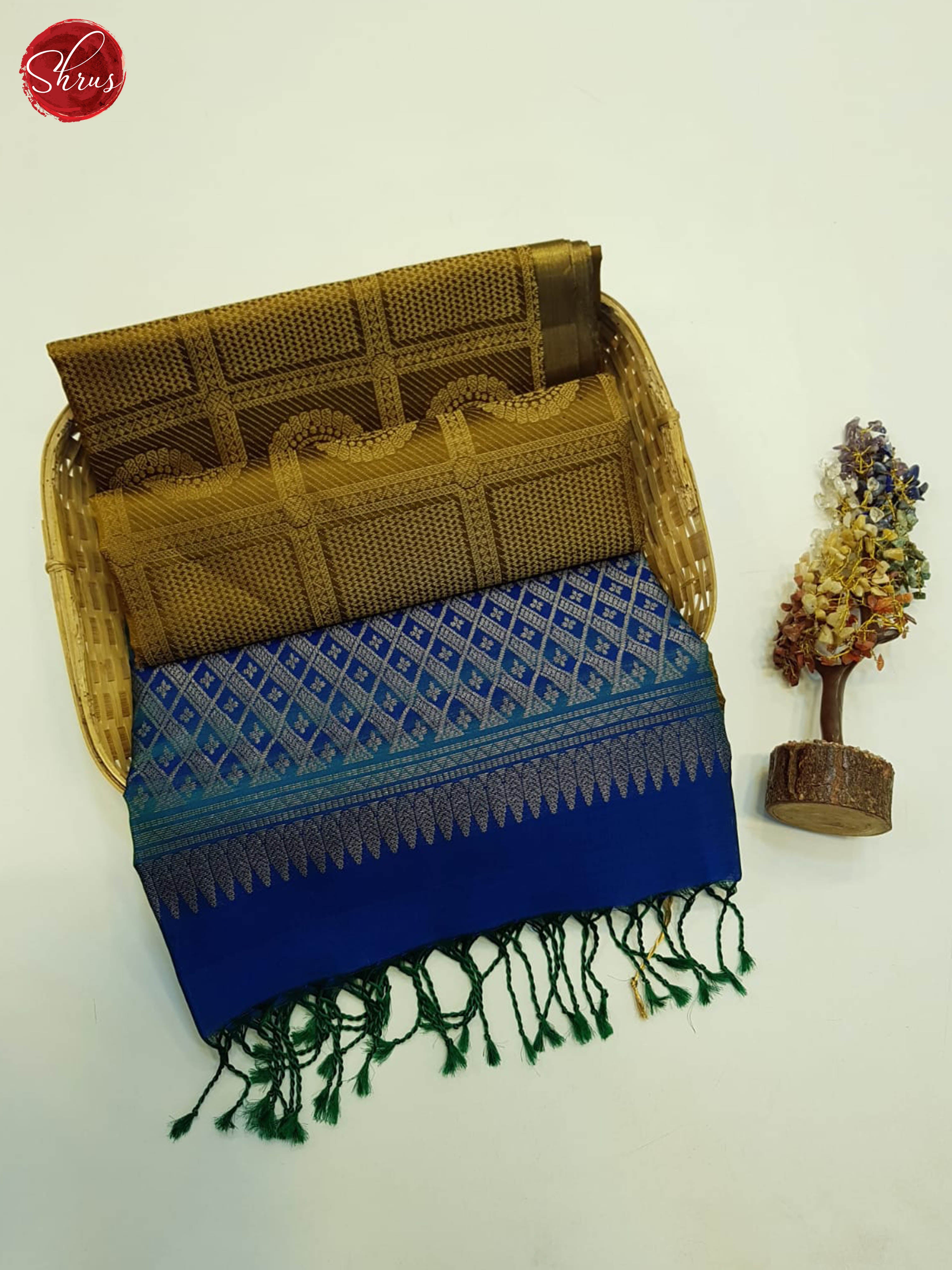 Mehandi Green And Blue- Soft Silk Saree - Shop on ShrusEternity.com