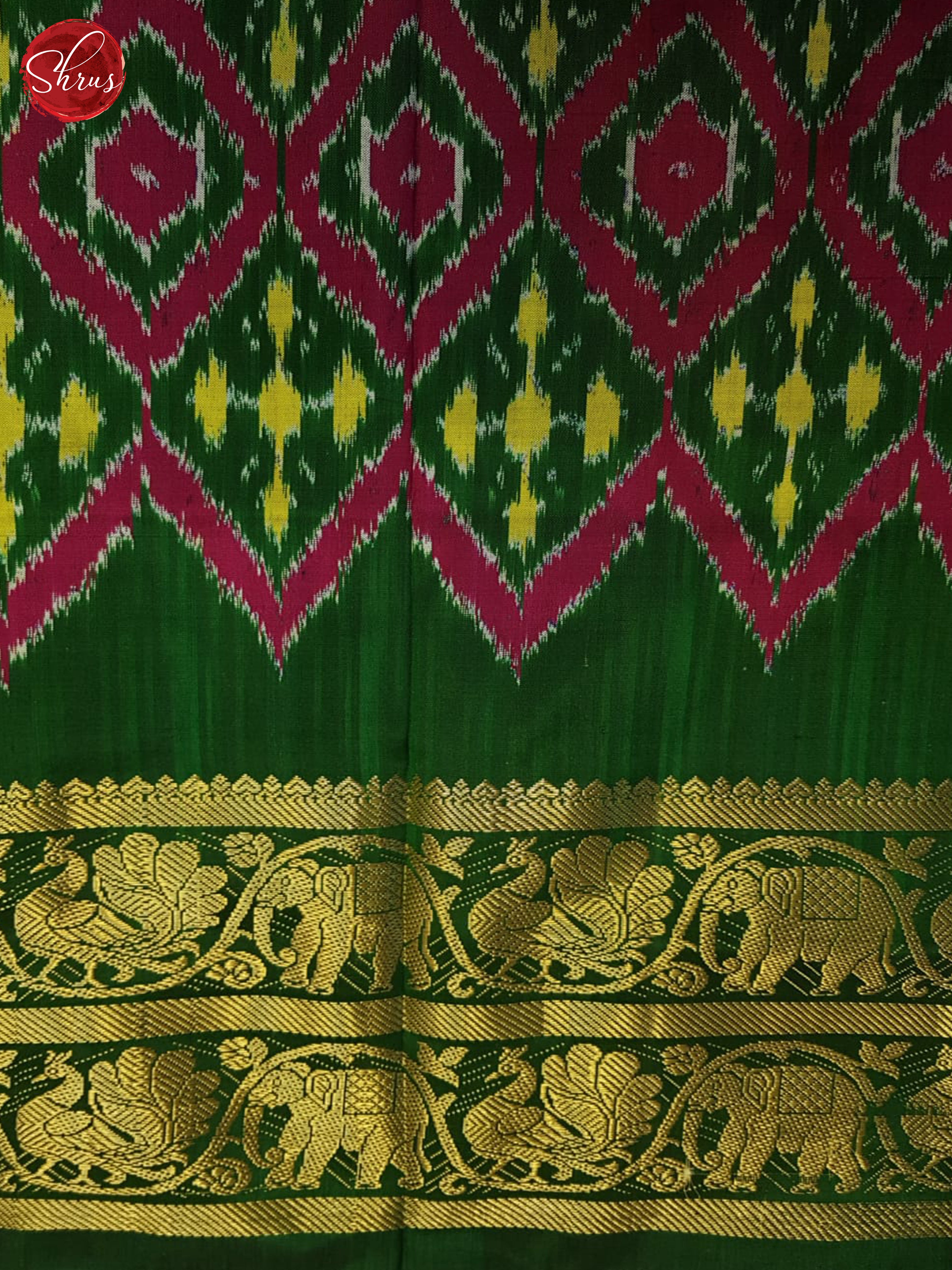 Cream And Green - Ikkat Silk Saree - Shop on ShrusEternity.com