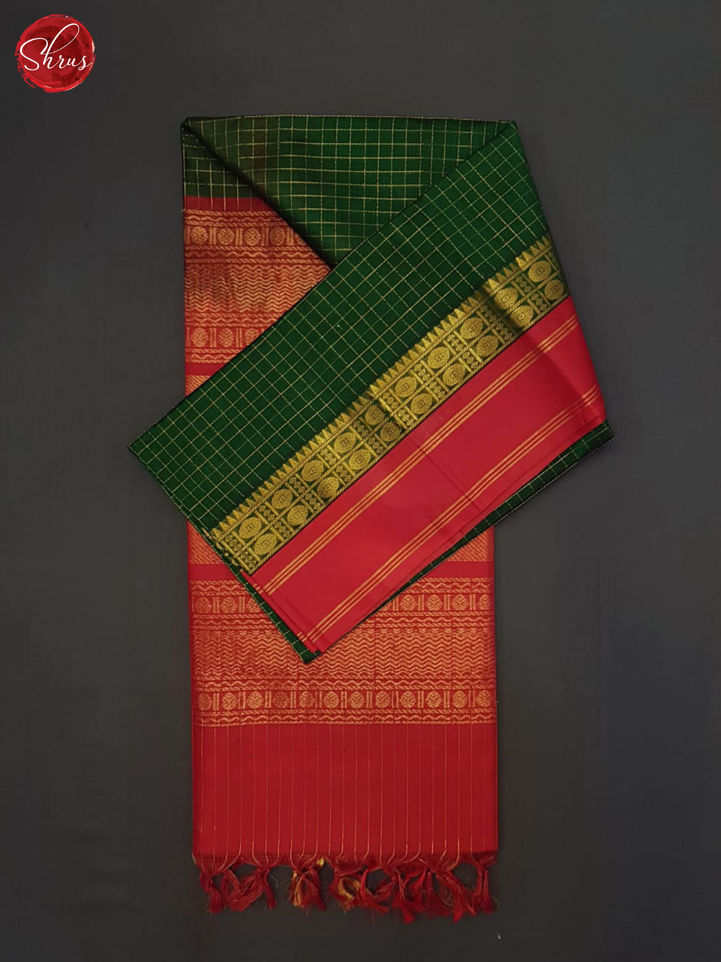 Green And Red- Silk Cotton Saree - Shop on ShrusEternity.com