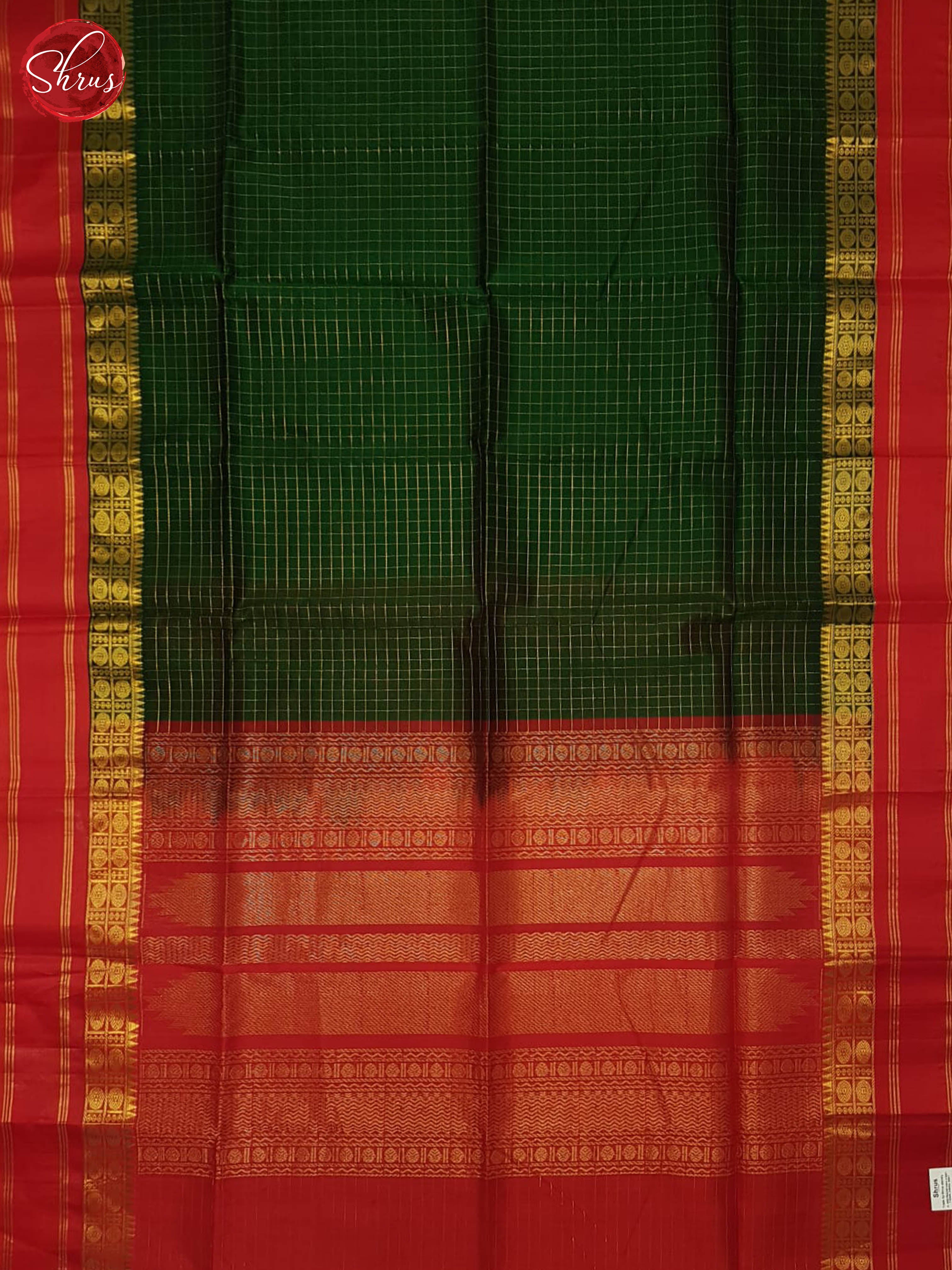 Green And Red- Silk Cotton Saree - Shop on ShrusEternity.com
