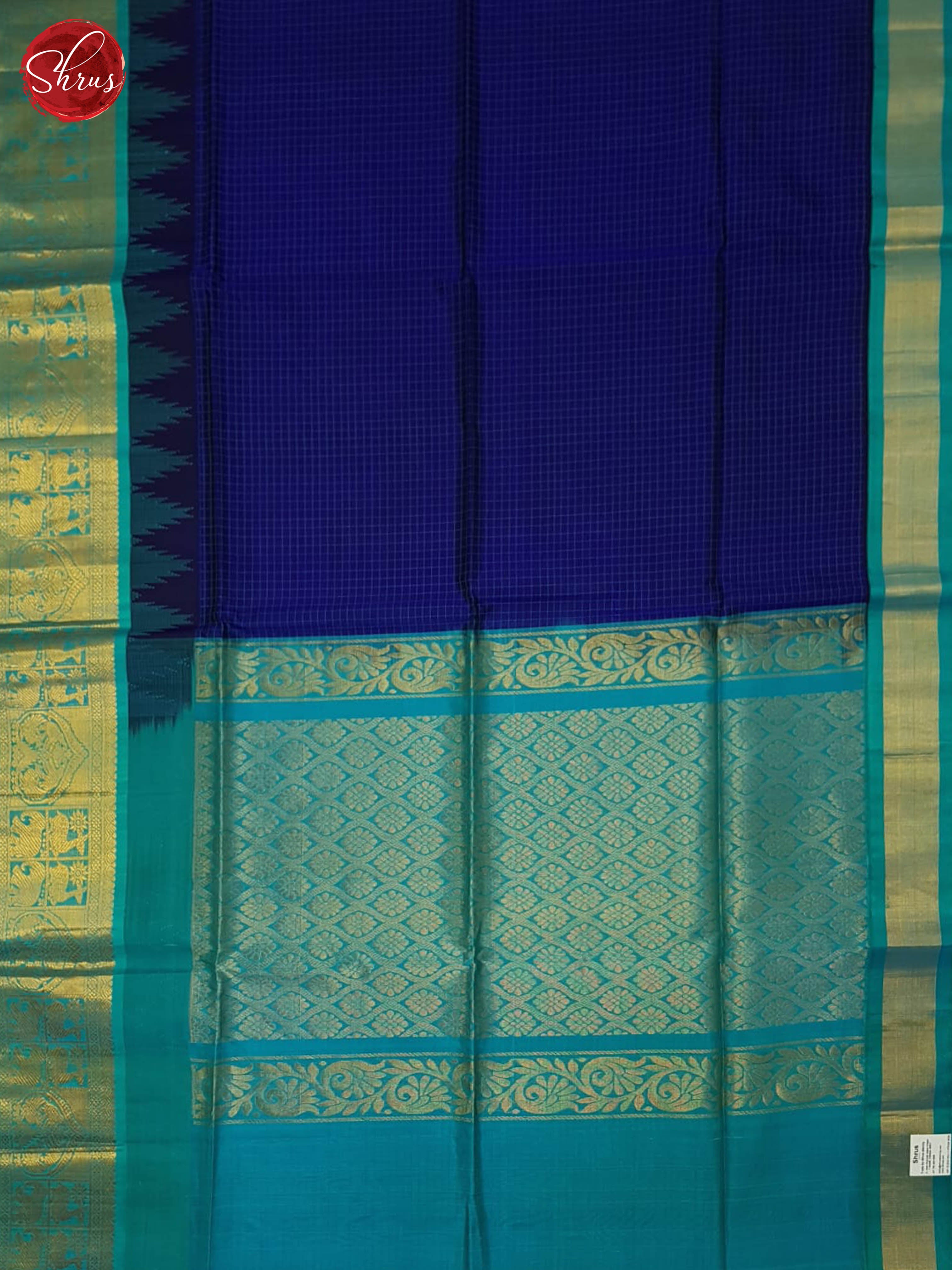 Blue & Light Blue - Silk Cotton saree - Shop on ShrusEternity.com