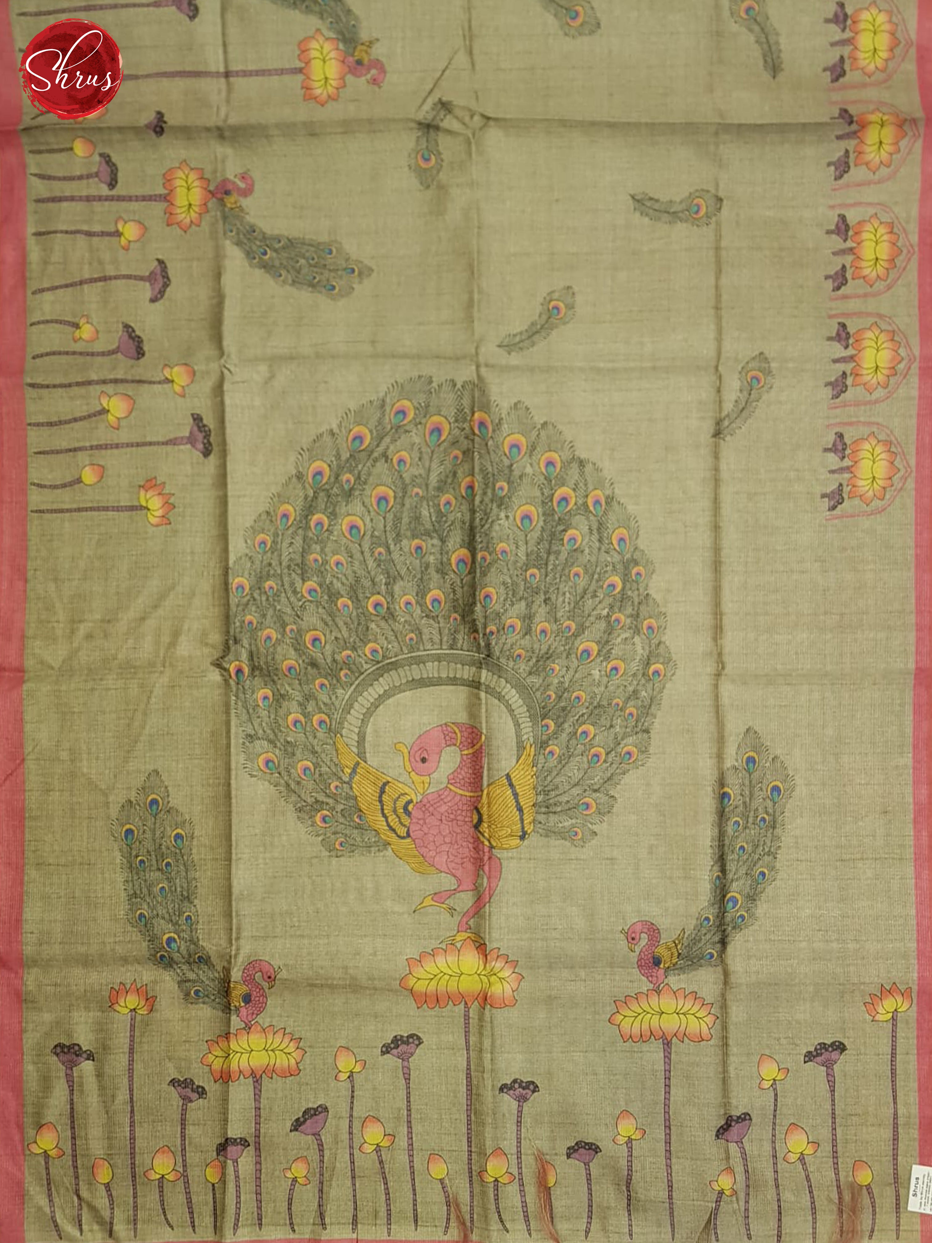 Grey And Pink- Semi Tussar Saree - Shop on ShrusEternity.com