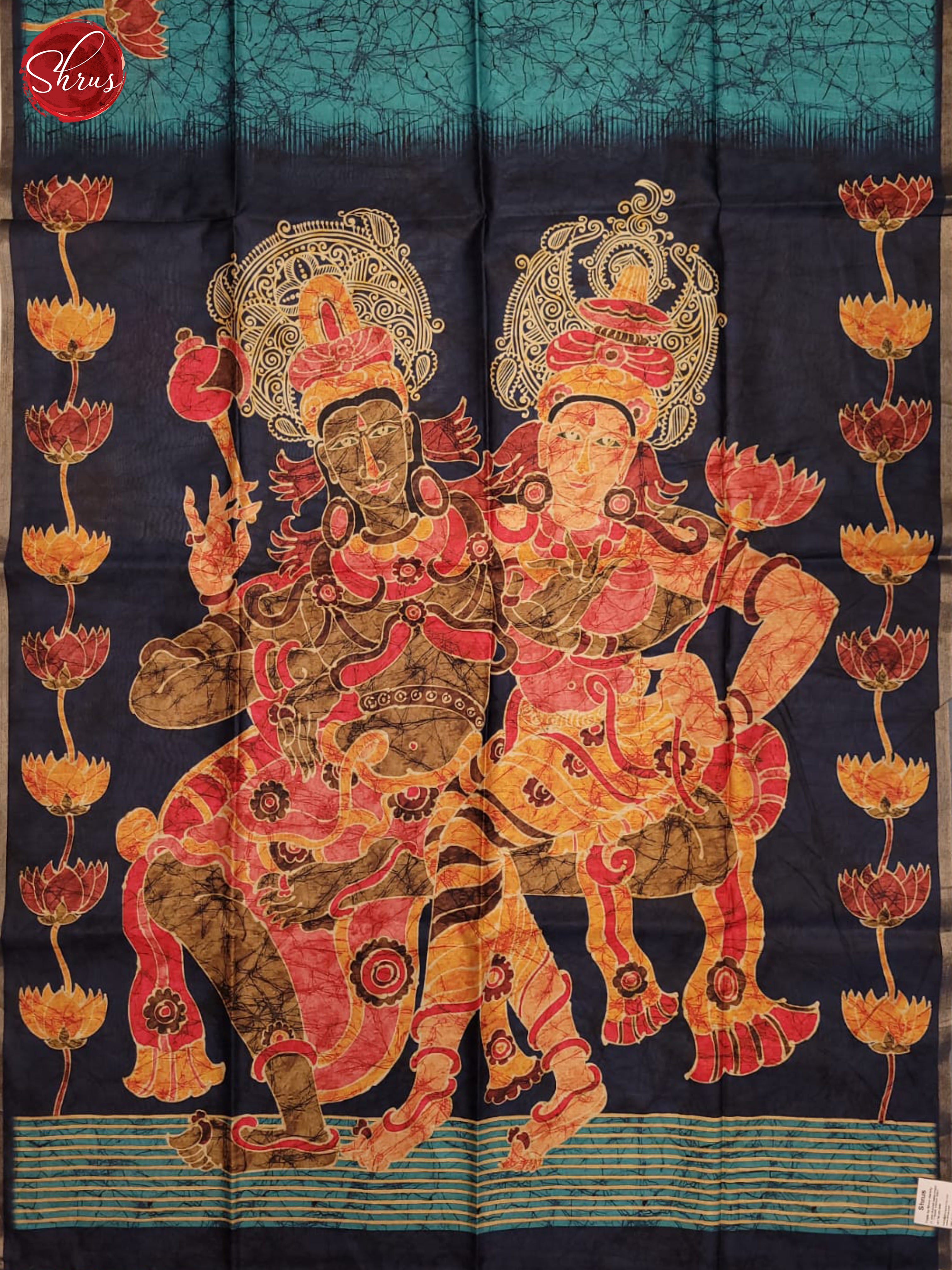 Blue & Navy Blue - Matka Cotton Saree - Shop on ShrusEternity.com